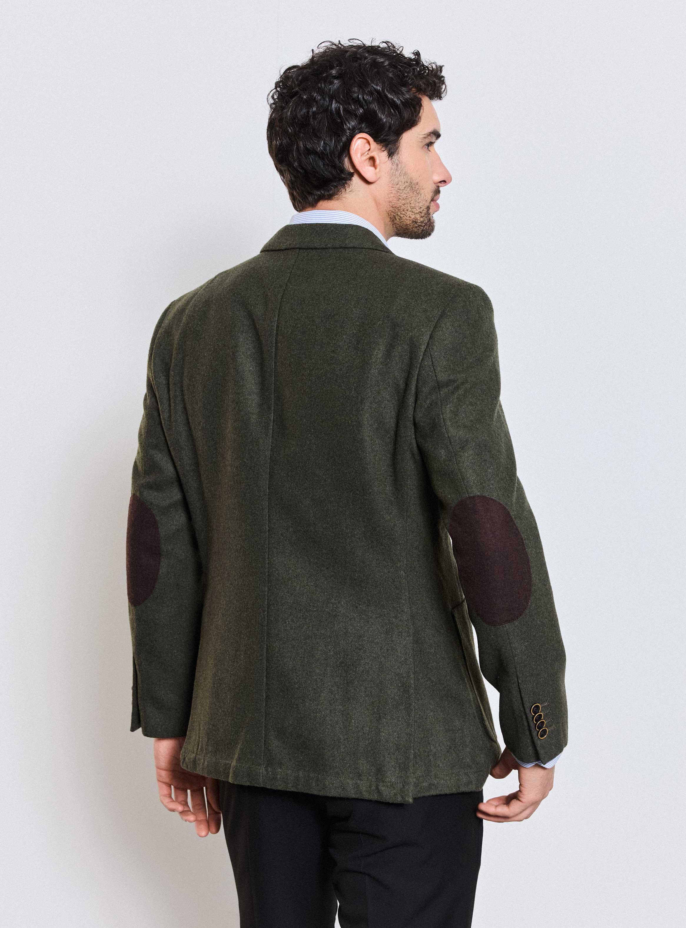 Vestón Recto Paño Liso con Coderas-1