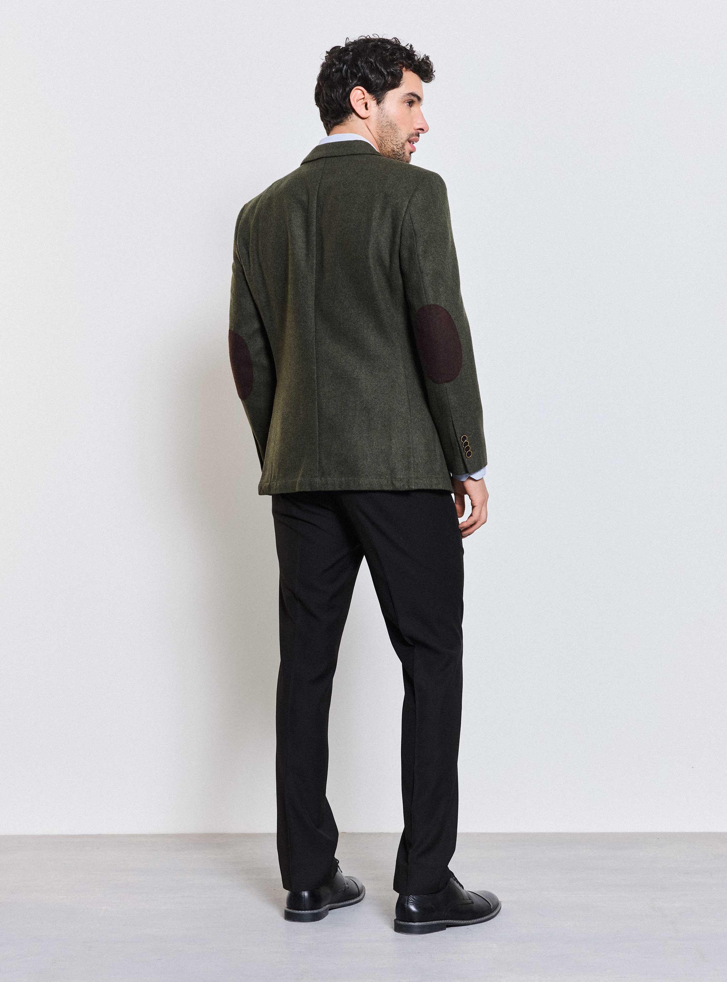 Vestón Recto Paño Liso con Coderas-5
