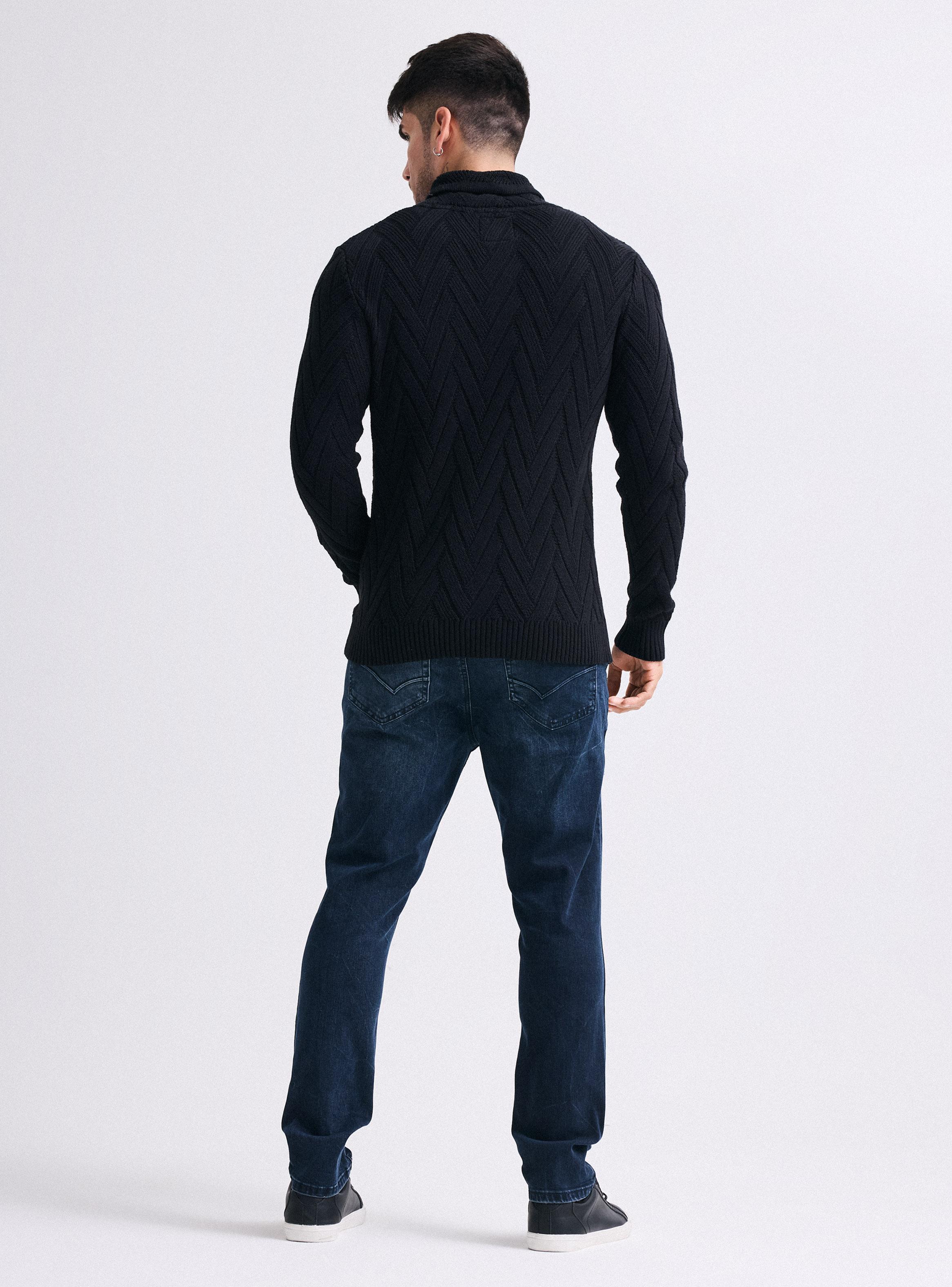 Sweater Tejido Zig Zag Cuello Alto Cruzado-5