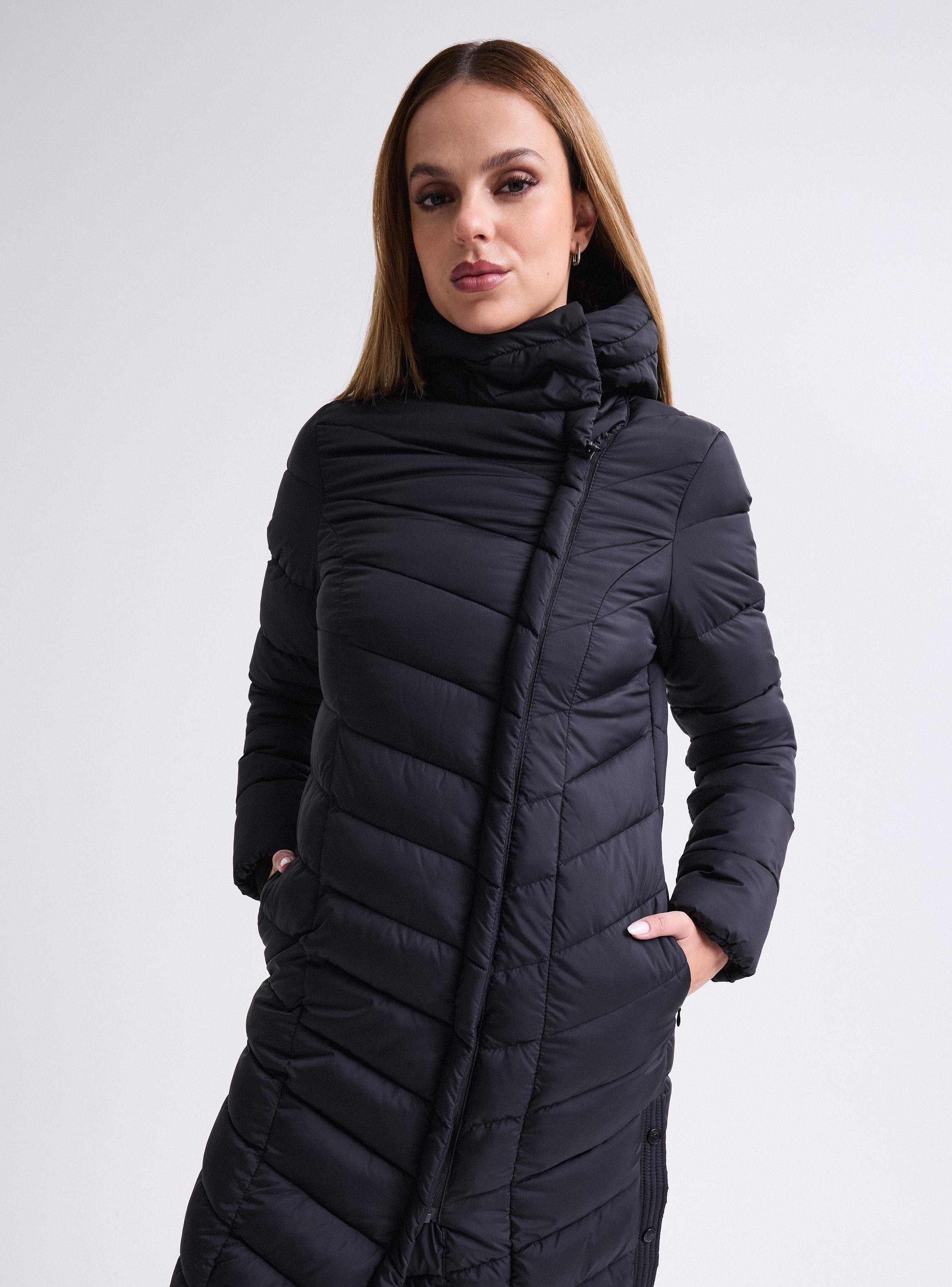 Parka Extra Larga Acolchada con Gorro Cierre Cruzado-2