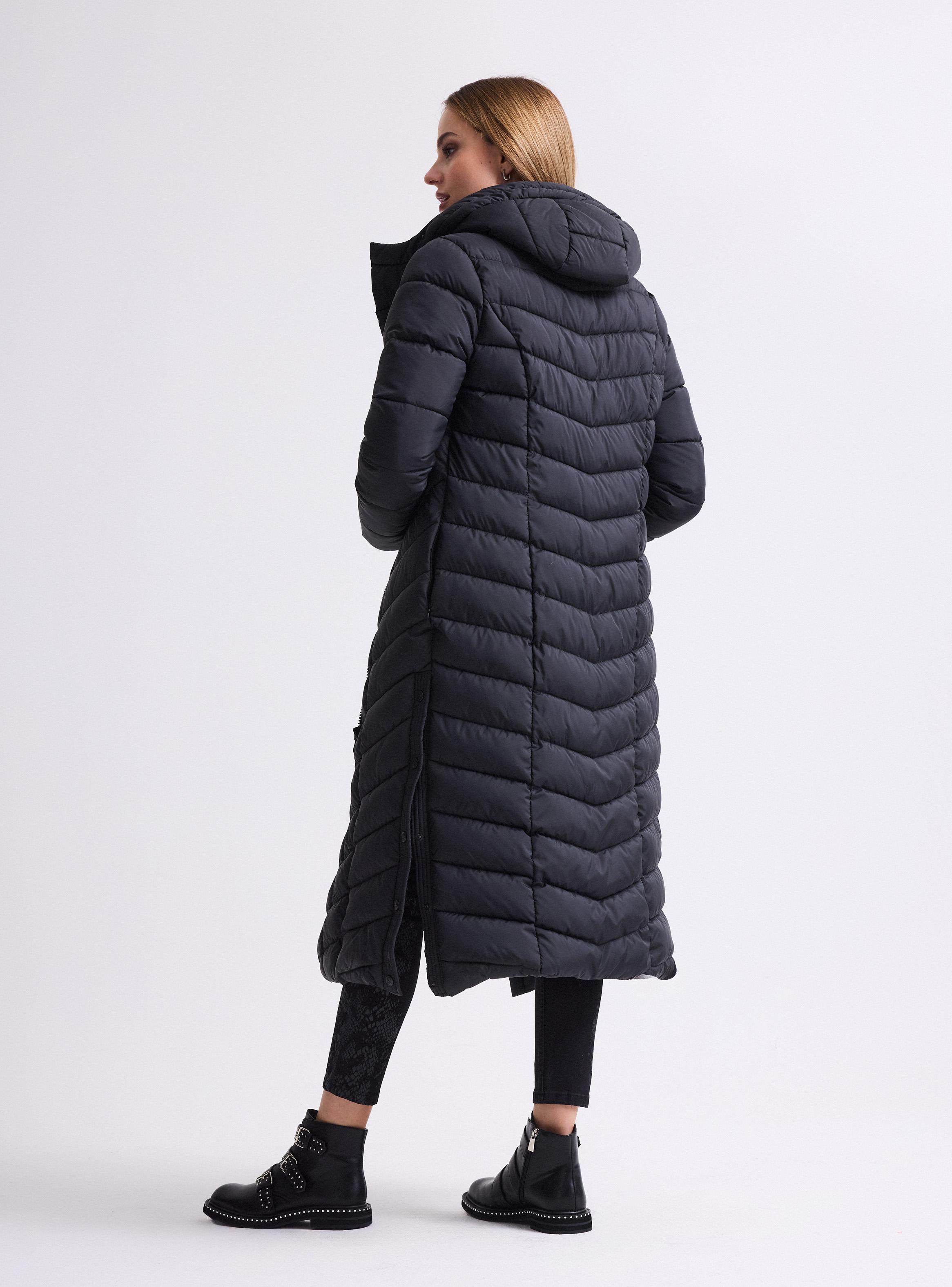 Parka Extra Larga Acolchada con Gorro Cierre Cruzado-5