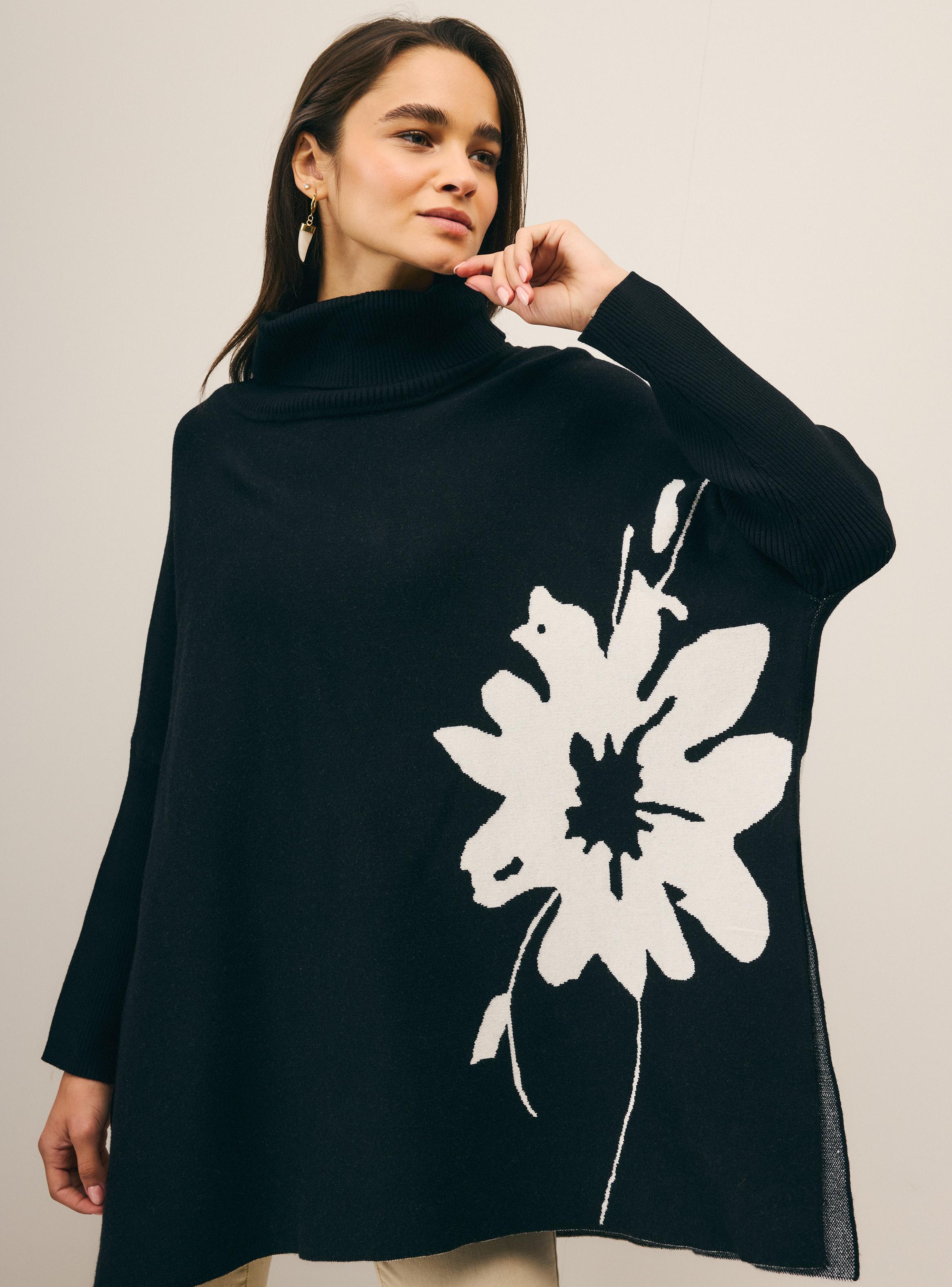 Sweater Tipo Poncho con Diseño Jacquard-2
