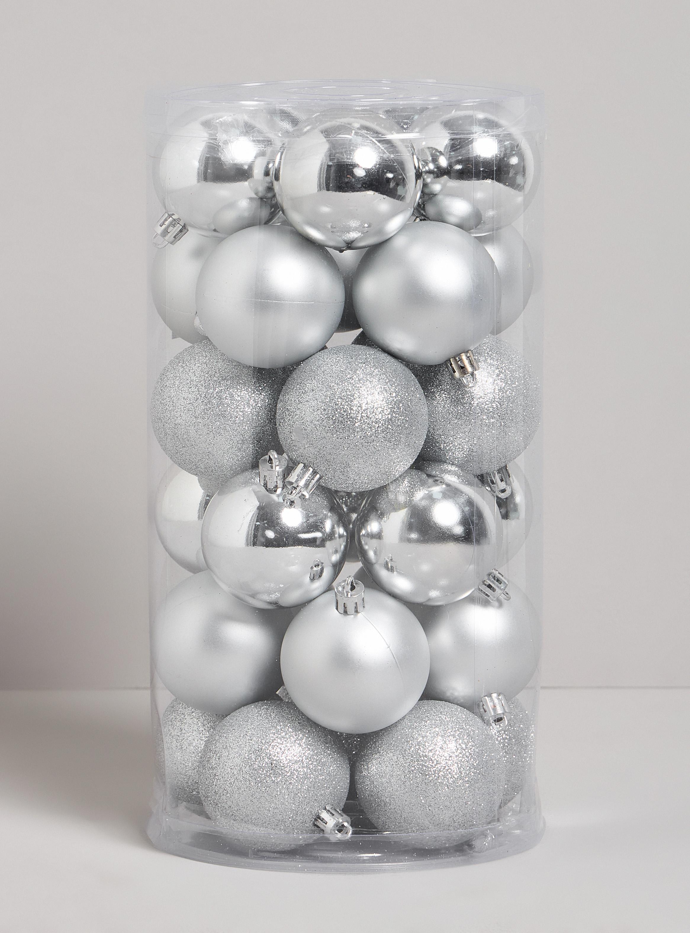 Set de 30 Esferas Navidad Plateado-2
