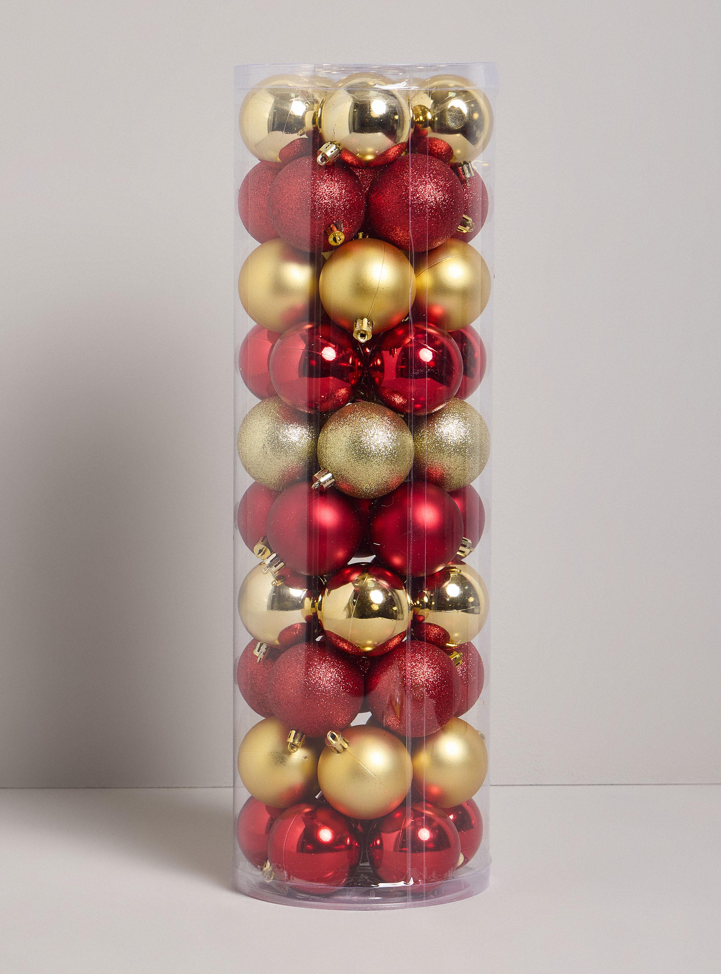 Set de 50 Esferas Dorado y Rojo-2