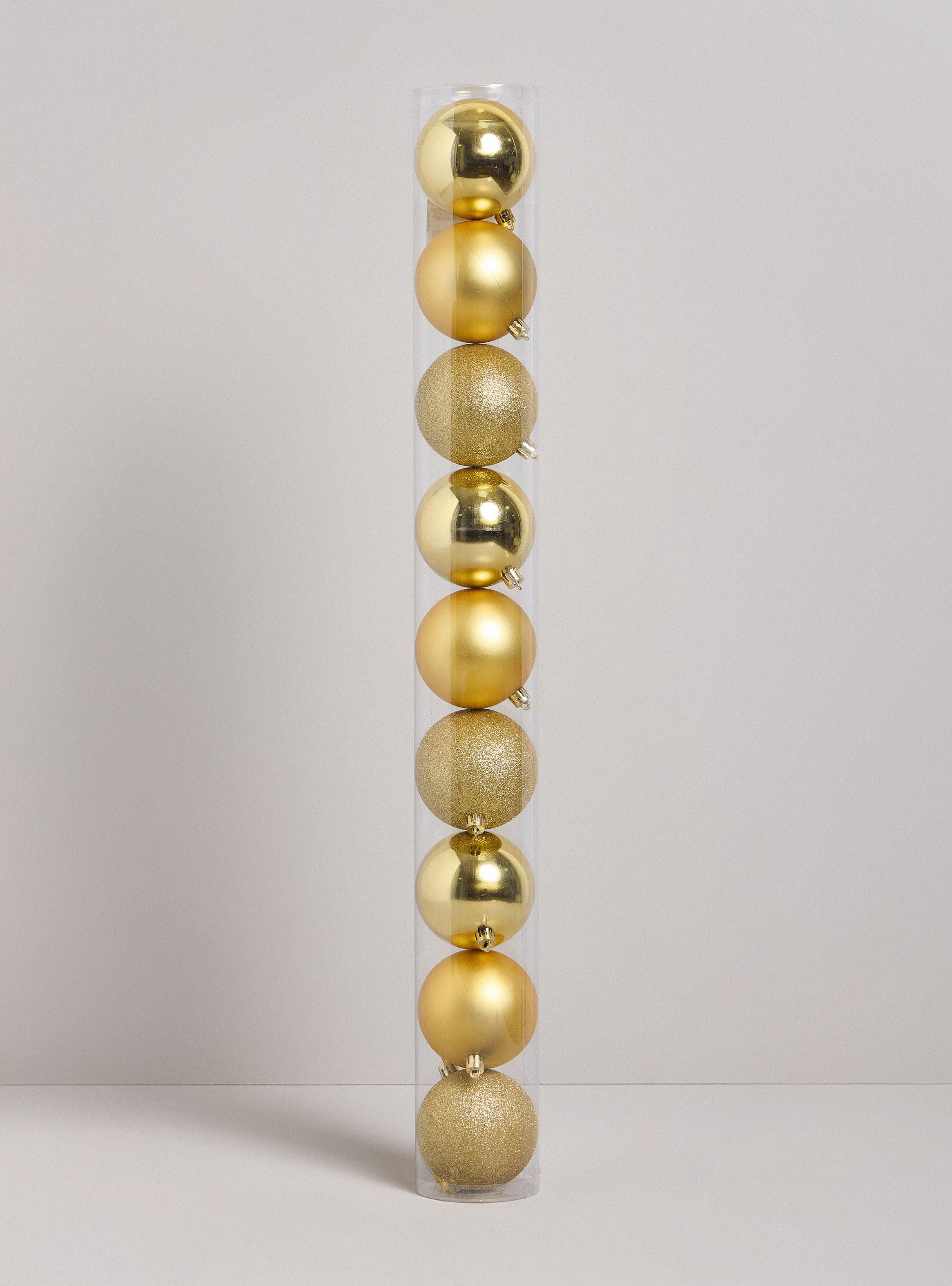 Set de 9 Esferas Navidad Doradas 8 cm-2