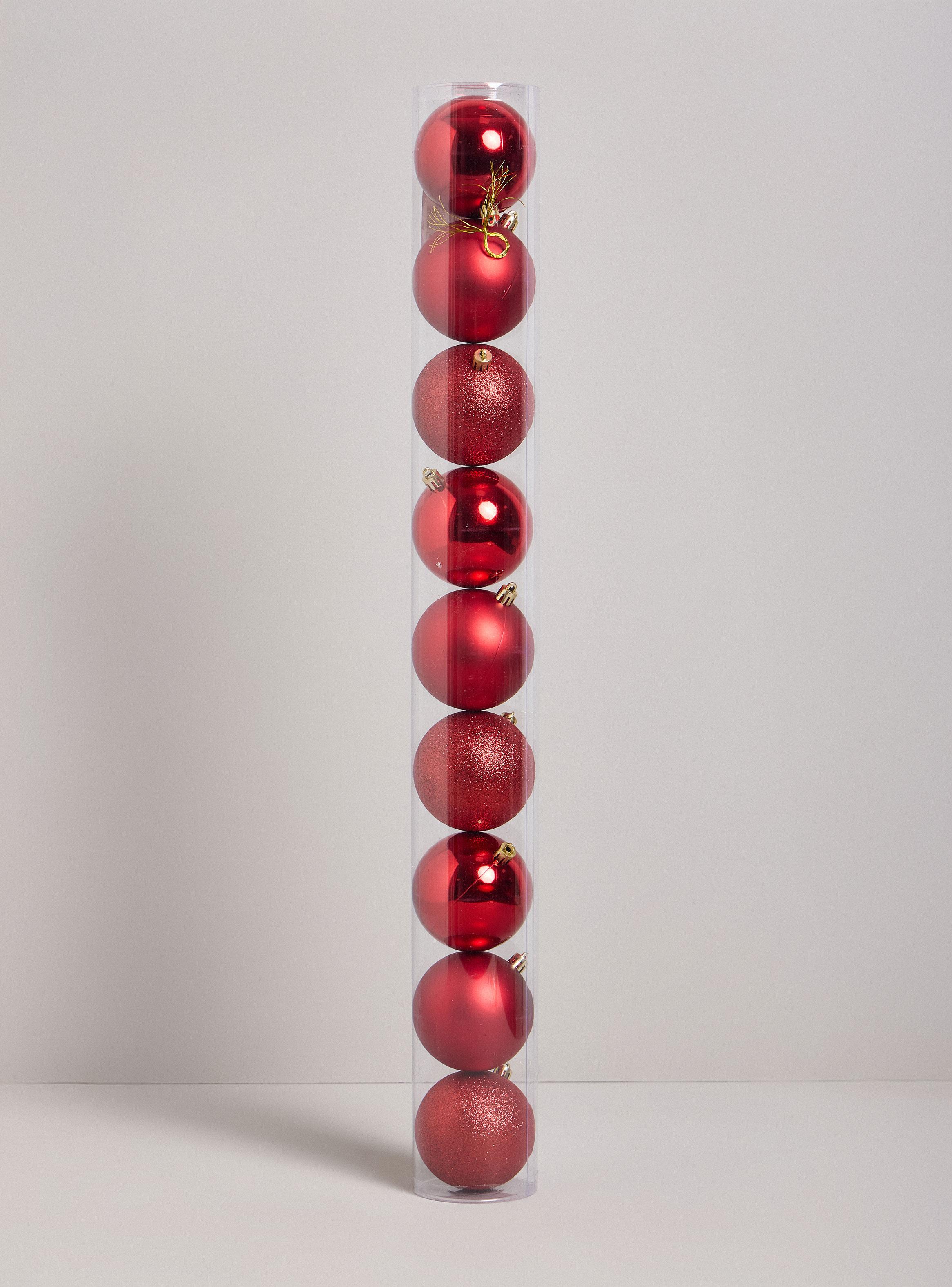 Set de 9 Esferas Navidad Rojas 8 cm-2