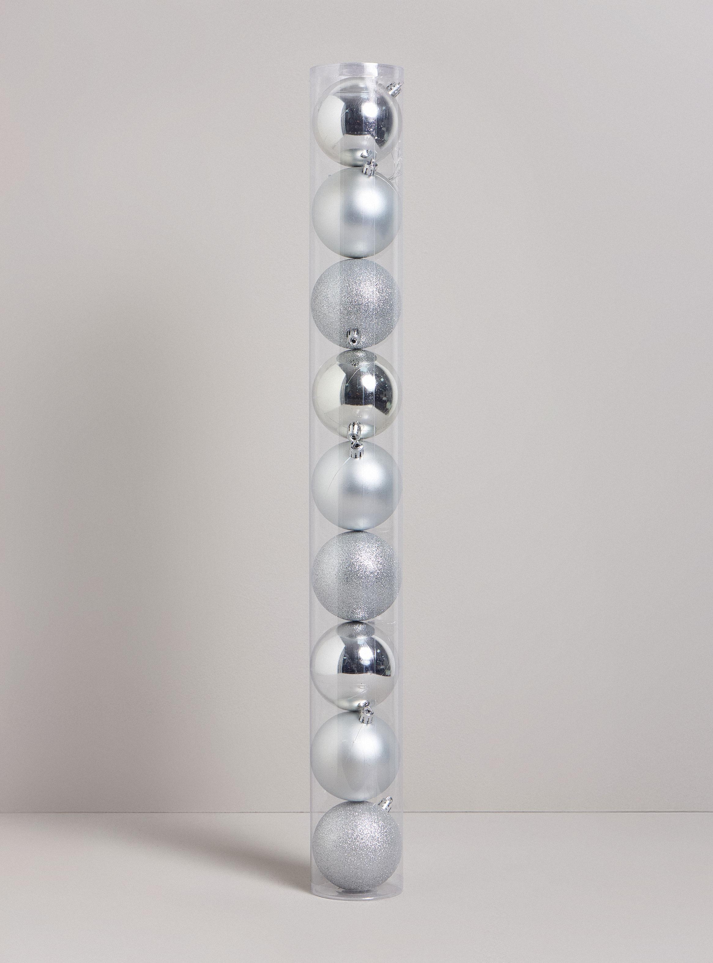 Set de 9 Esferas Navidad Plateadas 8 cm-2