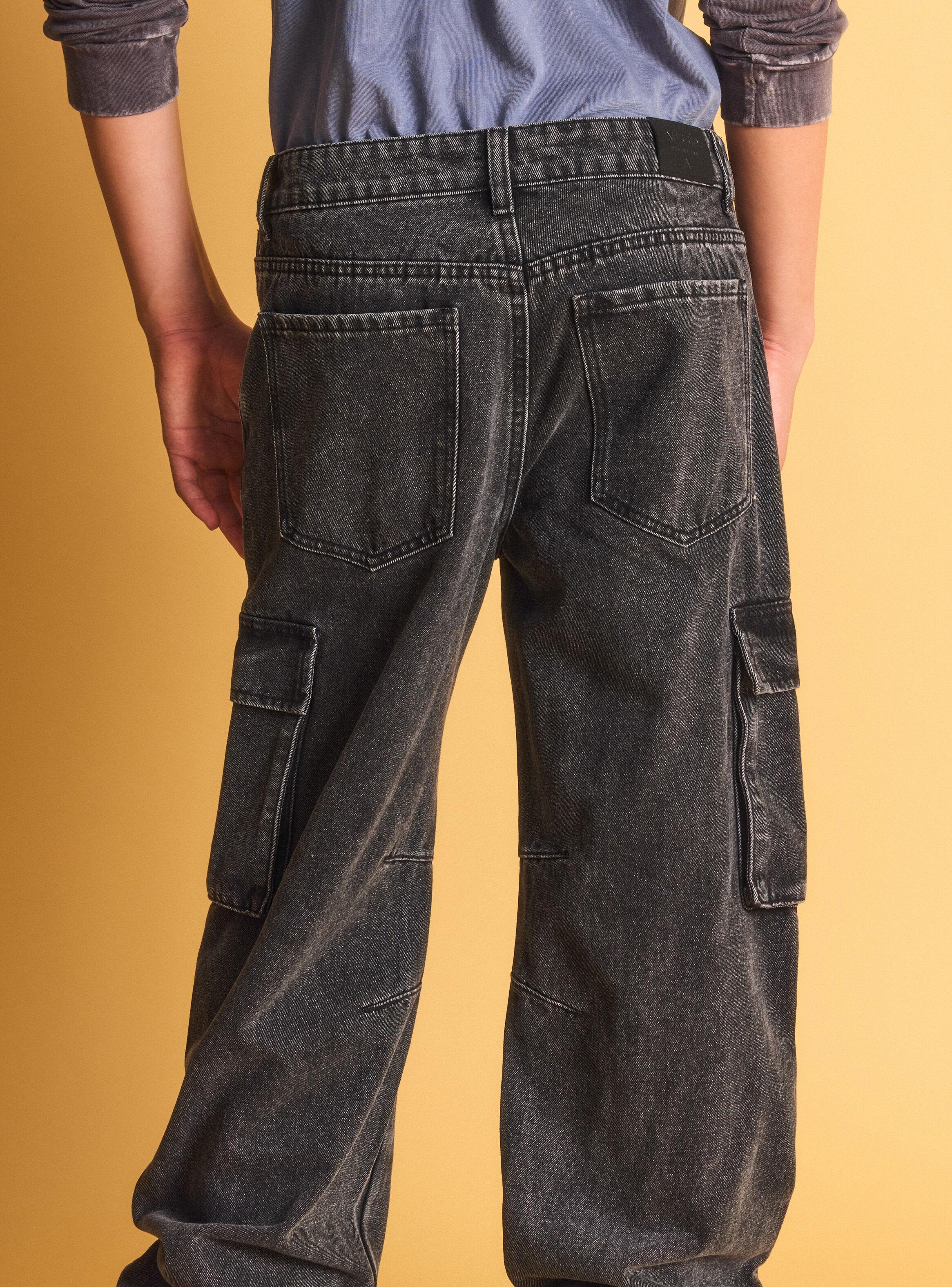 Jeans con Bolsillo Cargo con Tiro Medio-4