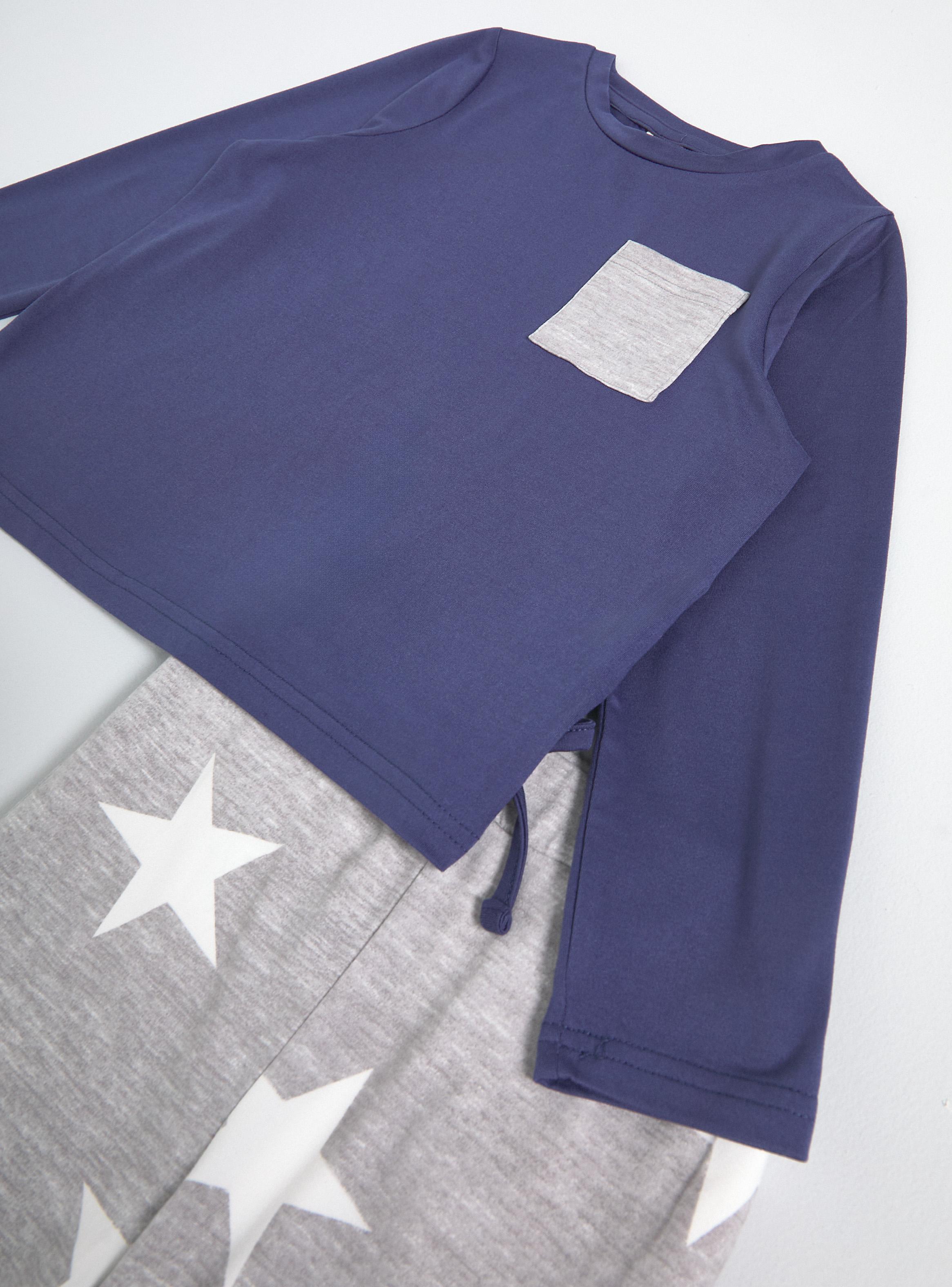 Pijama Día de la Madre Polera Azul y Pantalón Estrellitas-2
