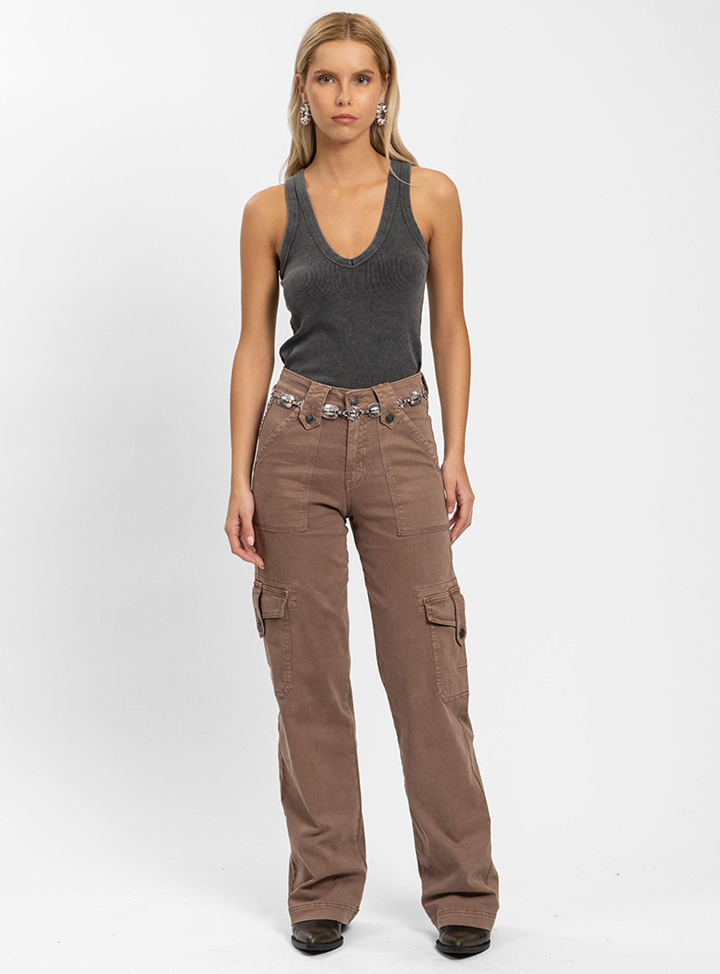 Jeans Cargo Tiro Alto Juana Café-3