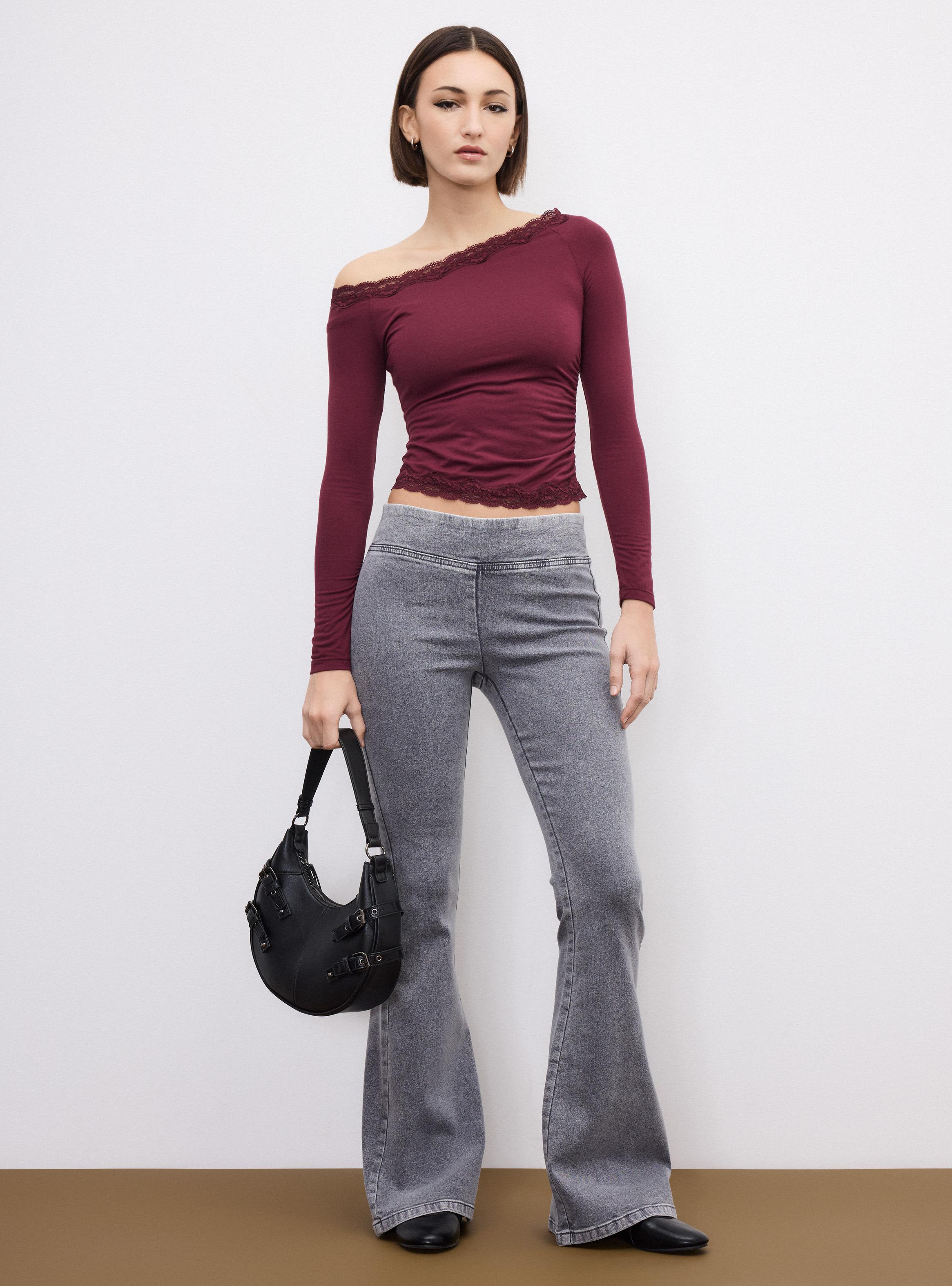 Jeans Flare Legging Pull On Tiro Bajo-4