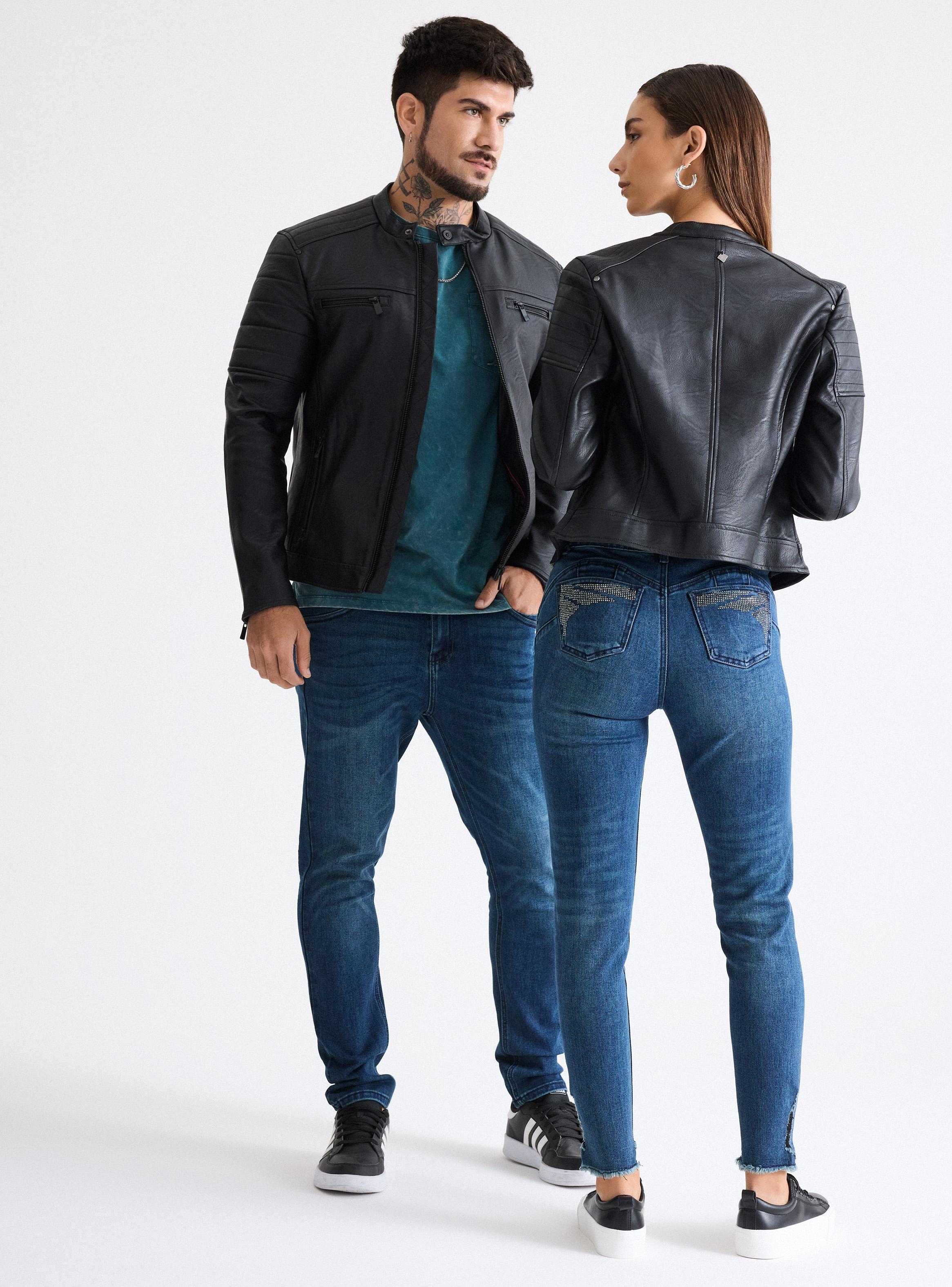 Chaqueta Biker Pespuntes en Hombros-5
