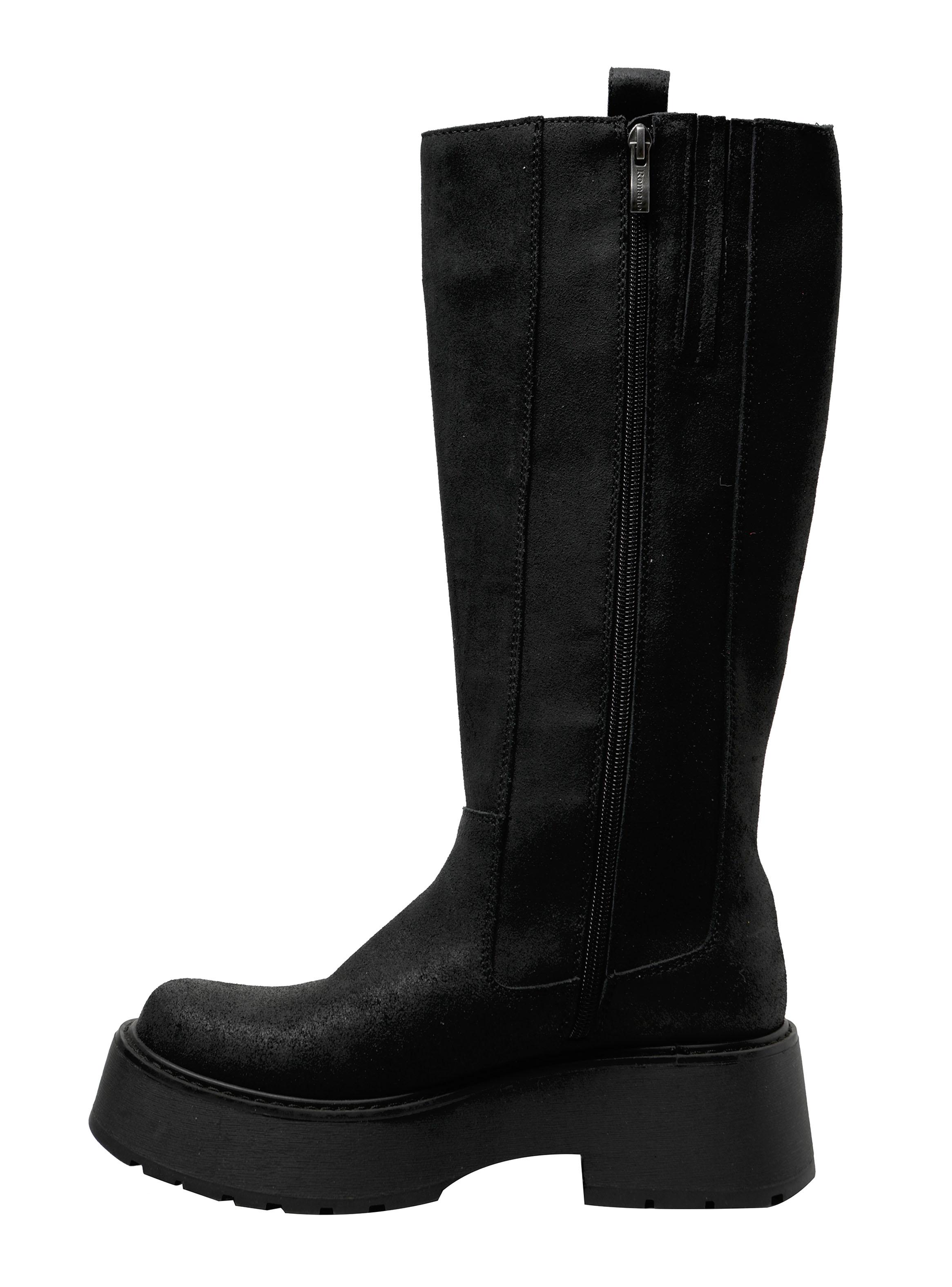 Bota Lisa Taco Cuadrado Cuero 250663 Mujer-2