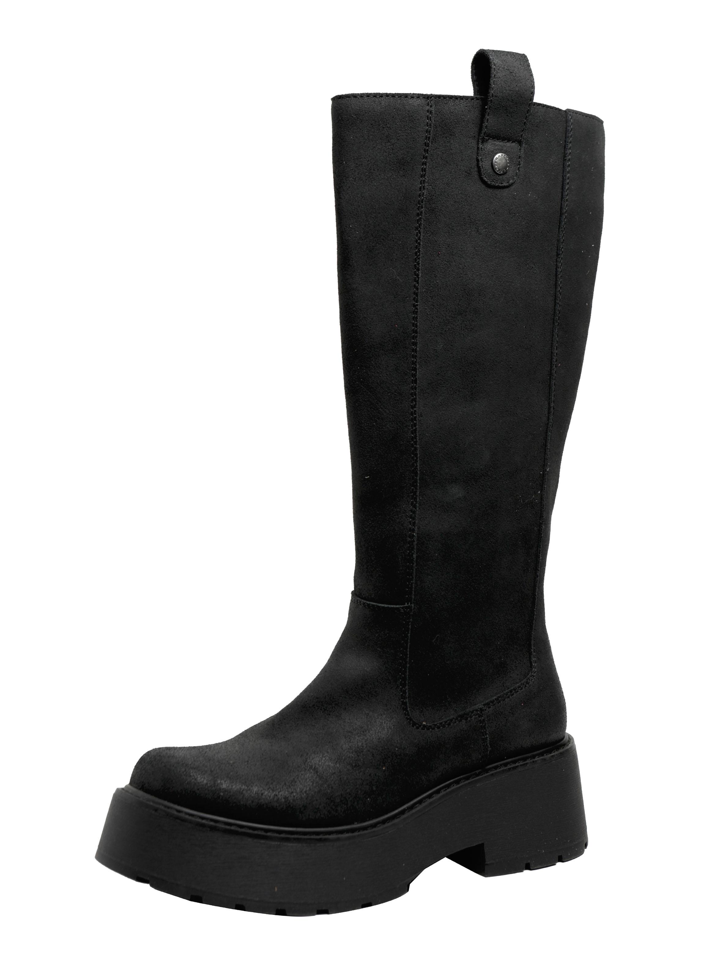 Bota Lisa Taco Cuadrado Cuero 250663 Mujer-3