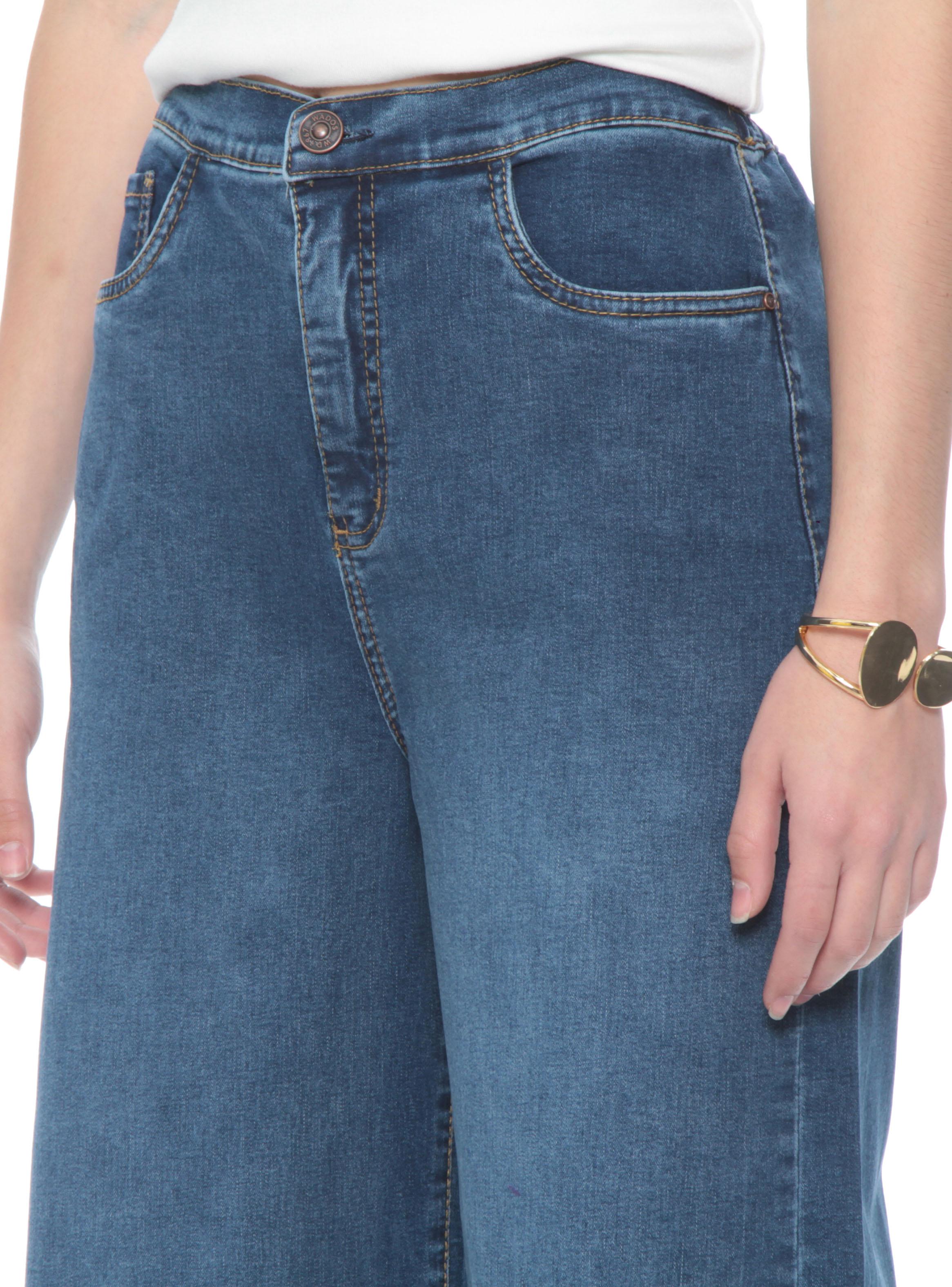 Jeans Jogger Wide Leg Tiro Alto Pretina-2
