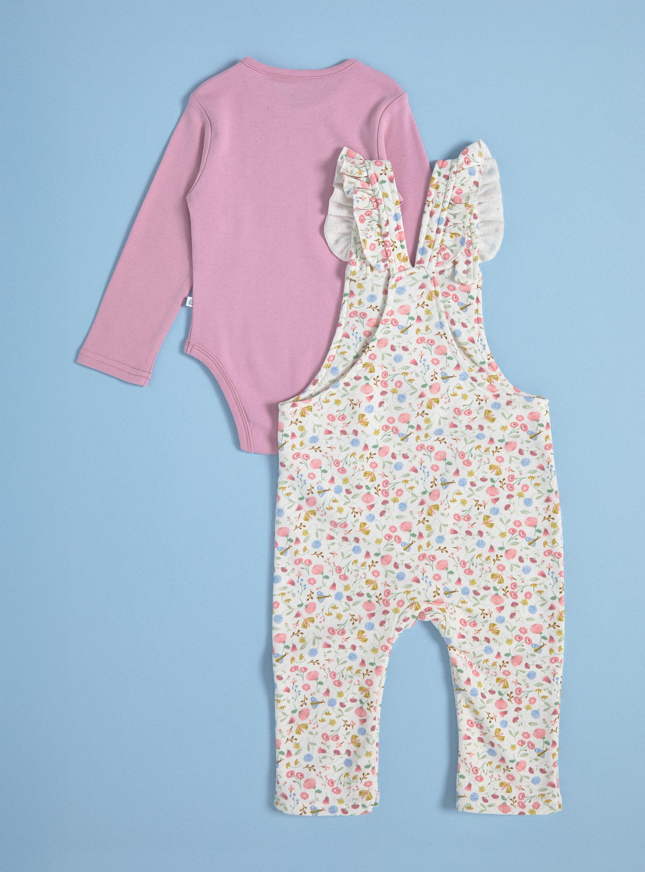 Conjunto de Body Rosa y Jardinera Estampada-2