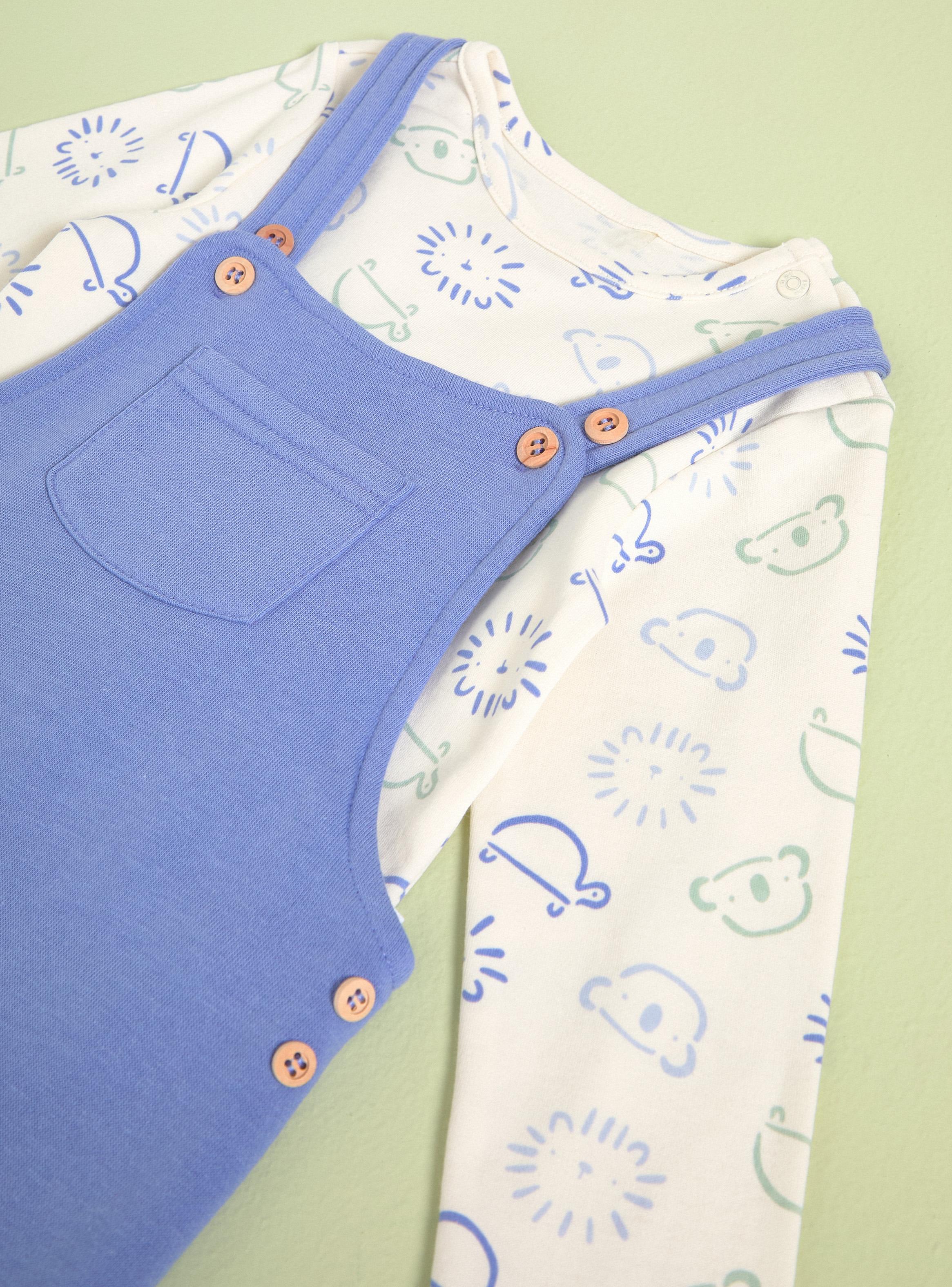Conjunto de Body Estampado con Jardinera Lisa-2