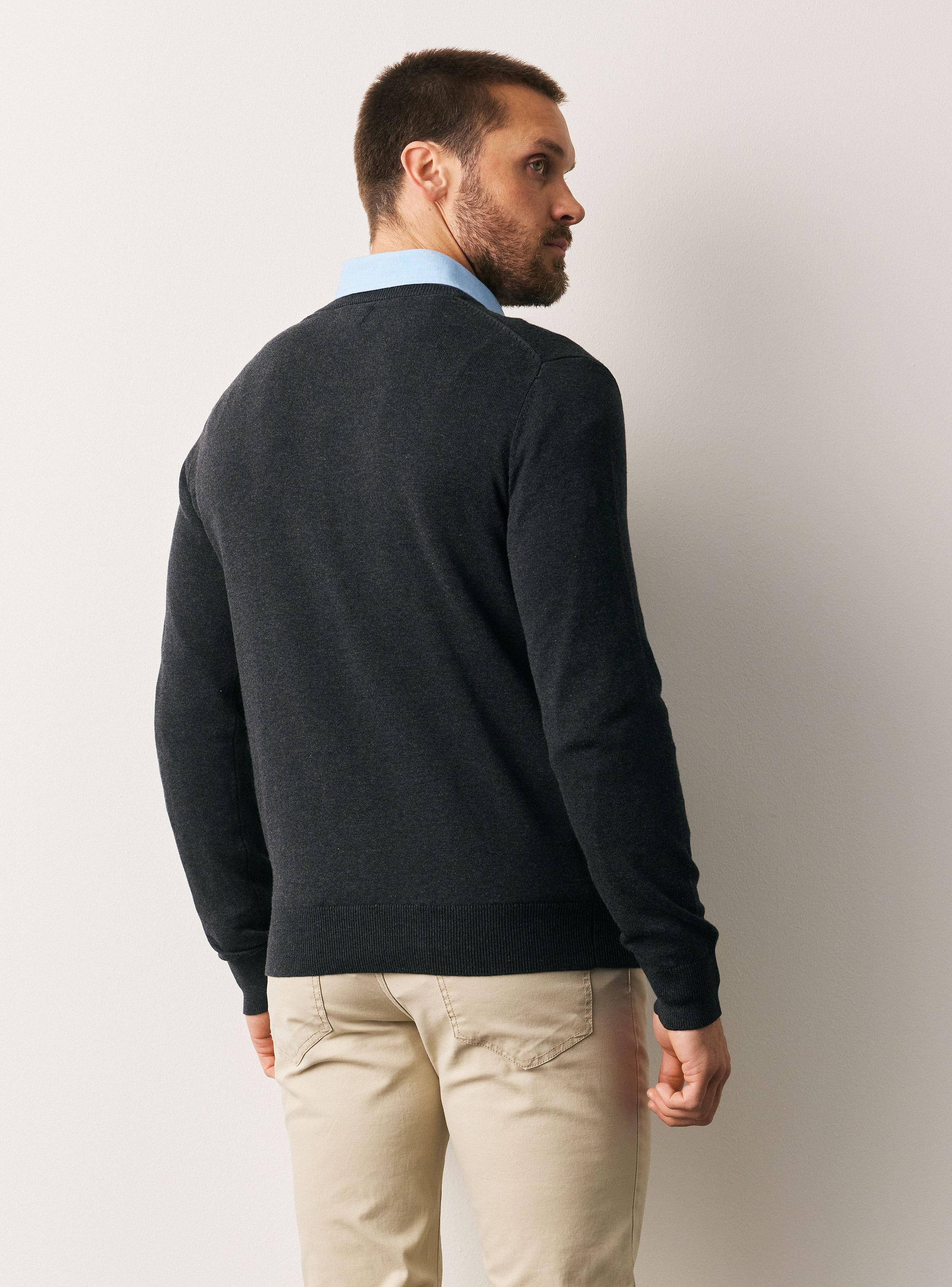 Sweater Básico Cuello V Casual-1