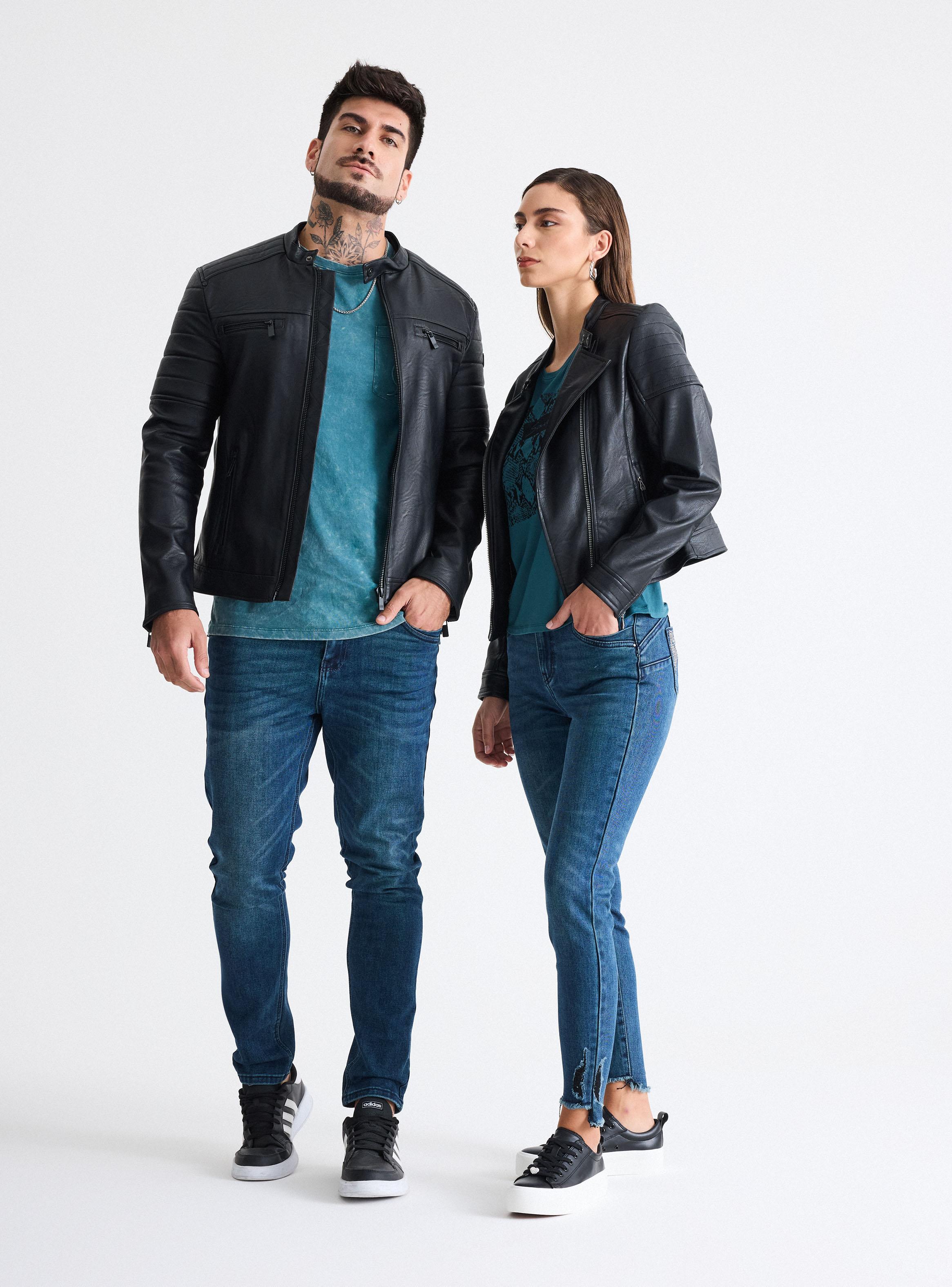 Chaqueta Biker Simil Cuero Texturado-4