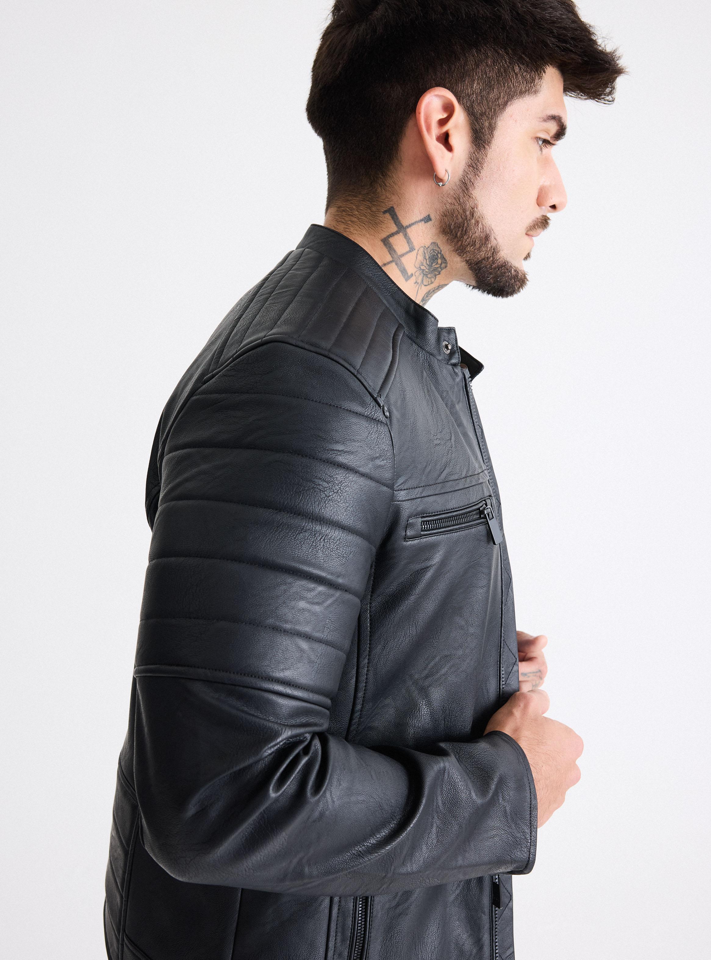 Chaqueta Biker Simil Cuero Texturado-3