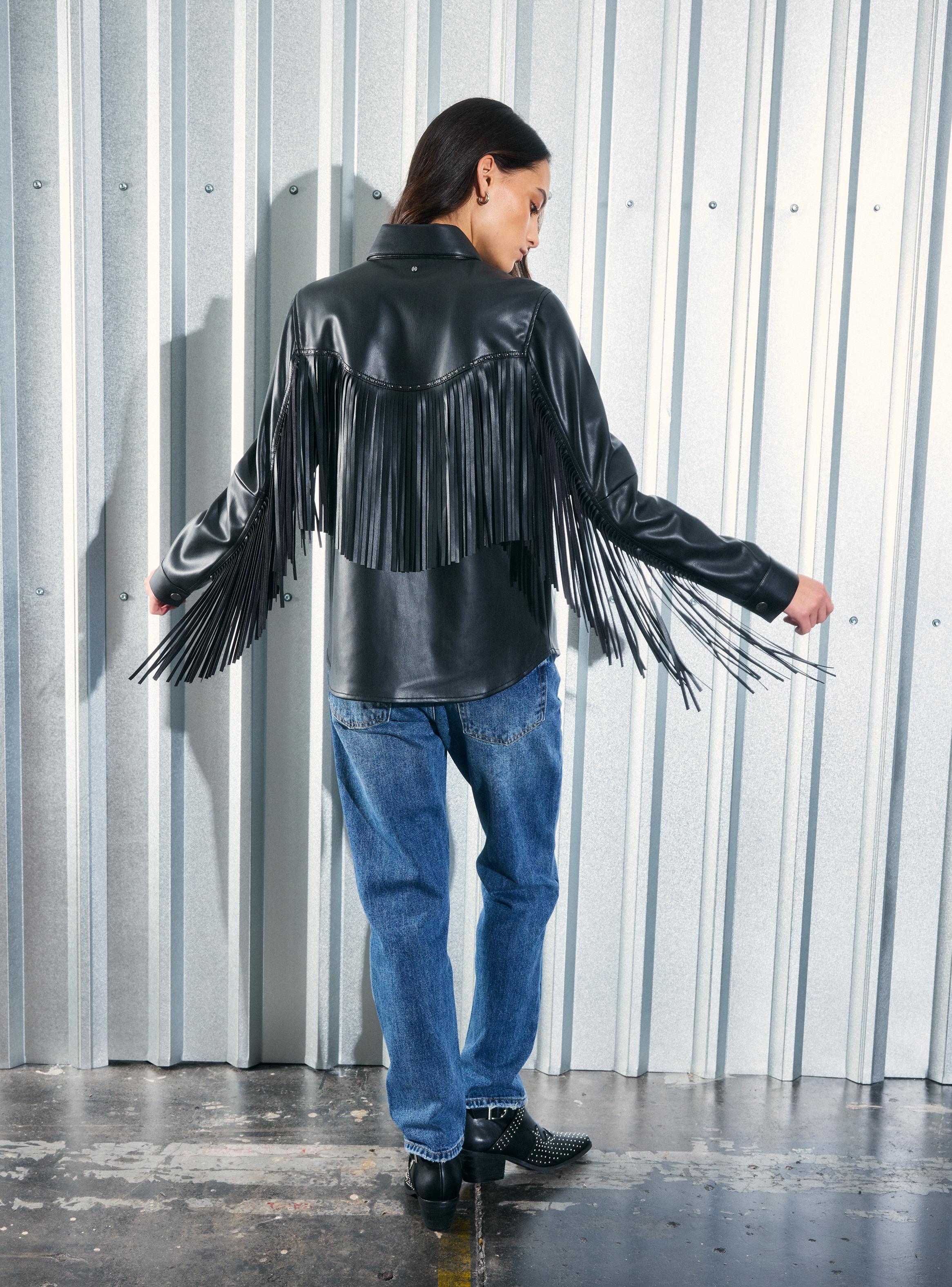 Blusa Flecos Espalda Efecto Cuero-5