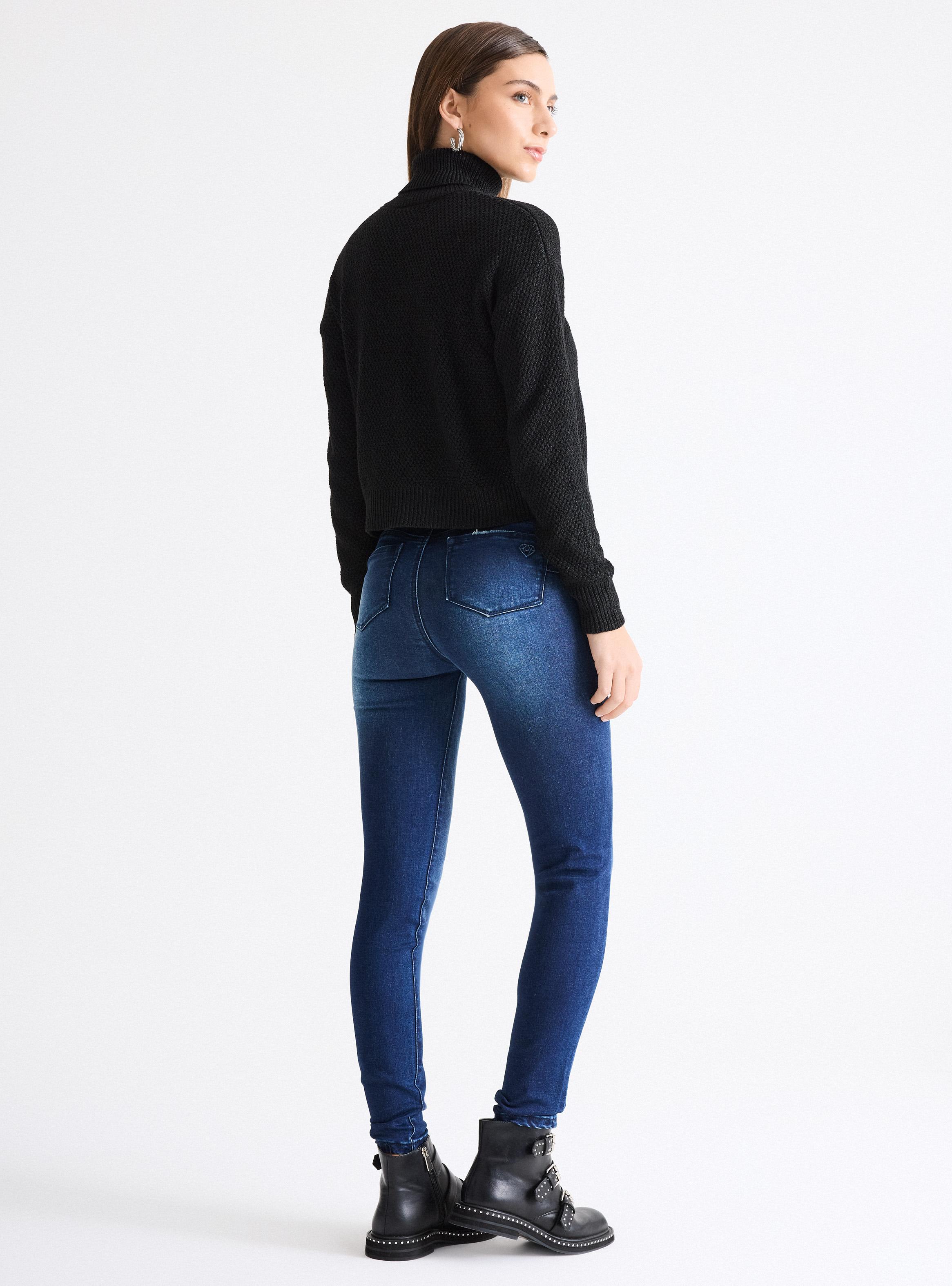 Jeans Push Up Pretina Ancha con Aplicaciones-5
