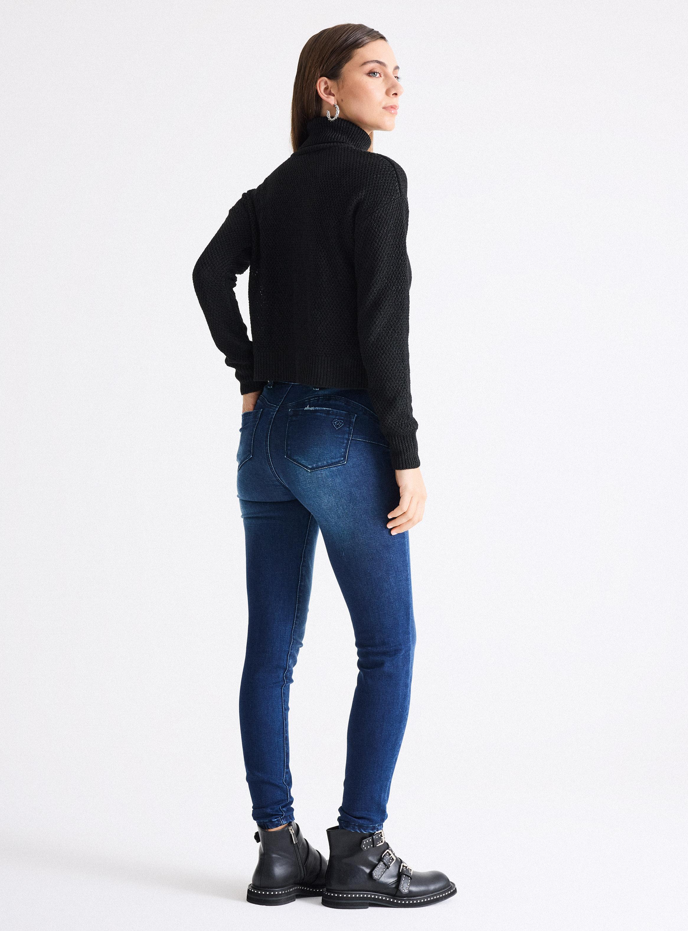 Sweater Crop Cuello Alto Punto con Lurex-5