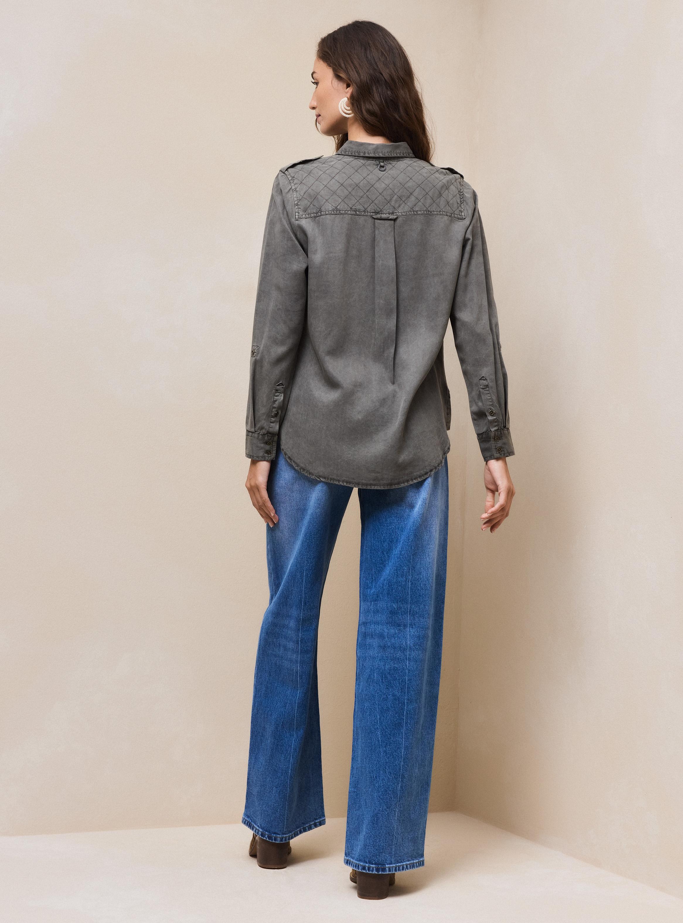 Blusa Bolsillos Delanteros Detalle de Pespuntes-5