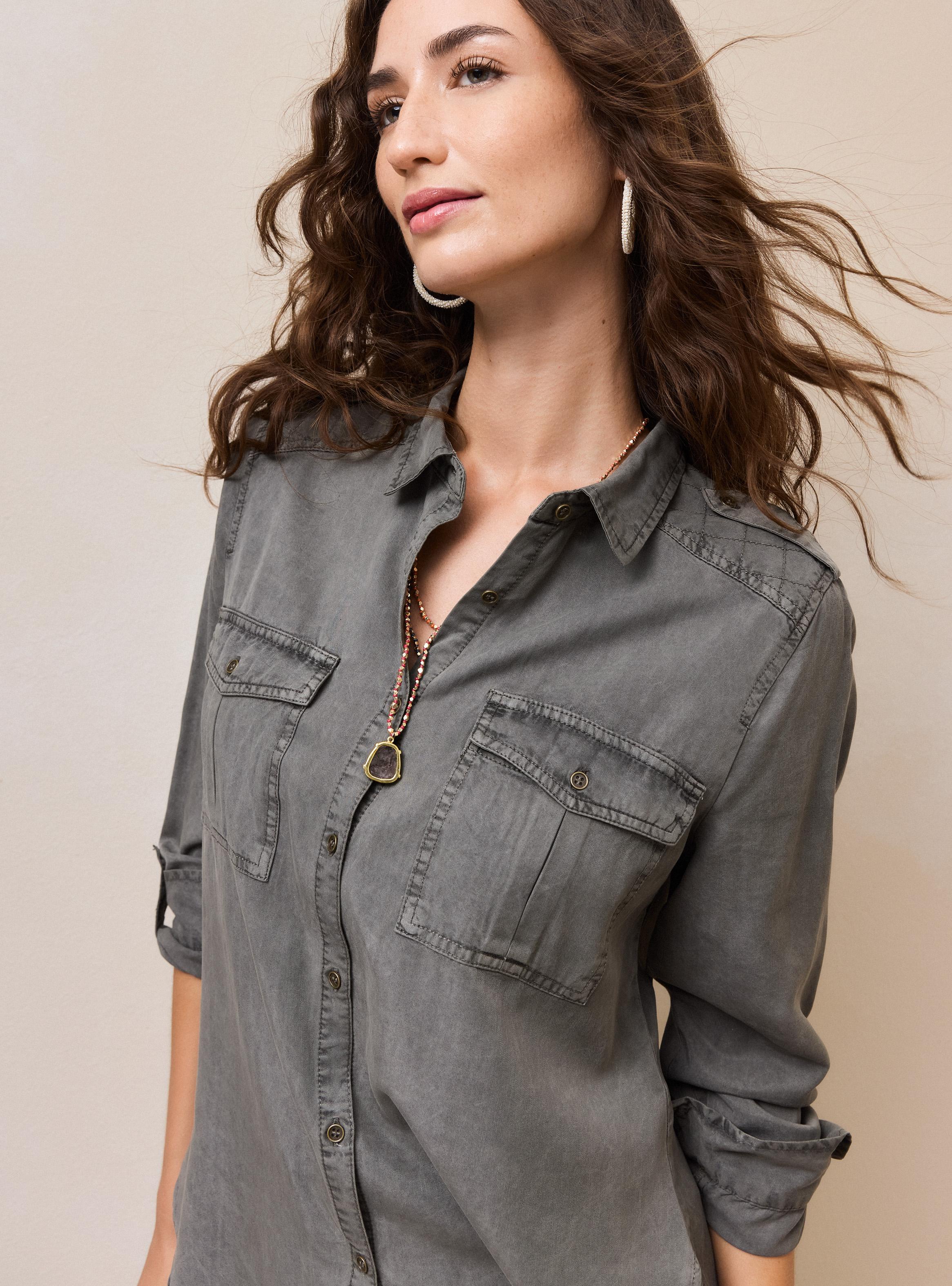 Blusa Bolsillos Delanteros Detalle de Pespuntes-2