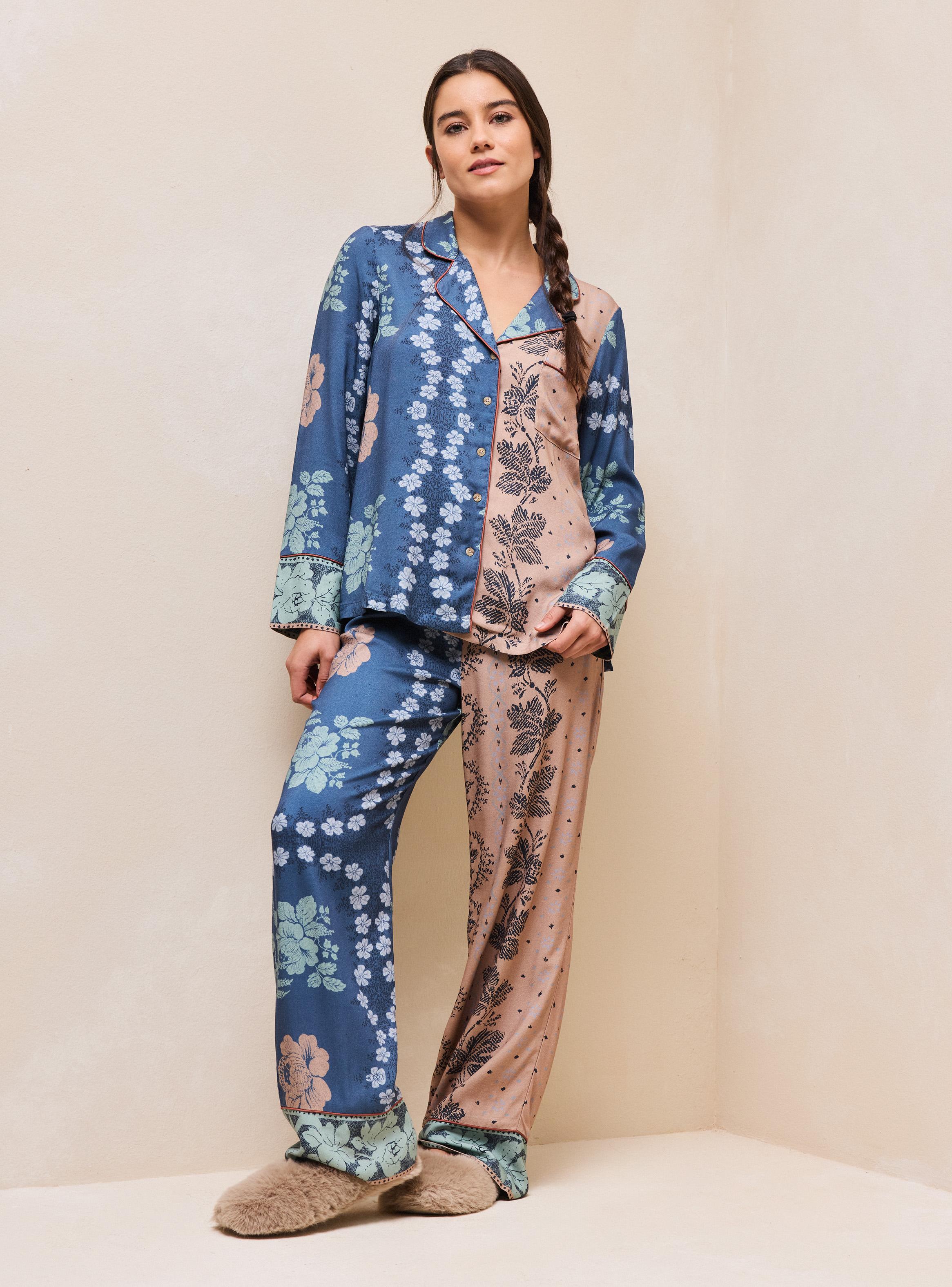 Pijama Camisero con Mix Print-4