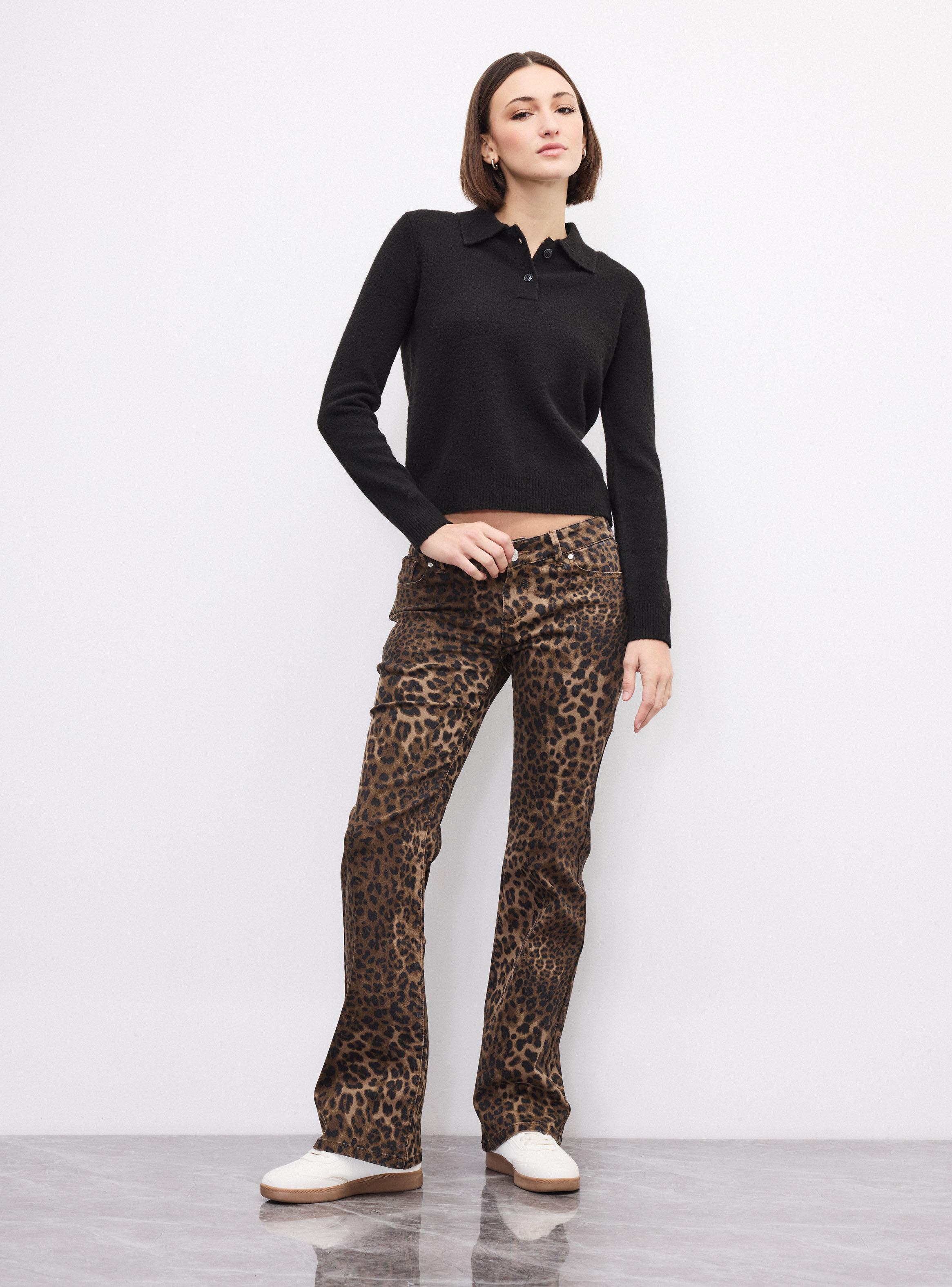 Jeans Flare Animal Print Tiro Bajo-4