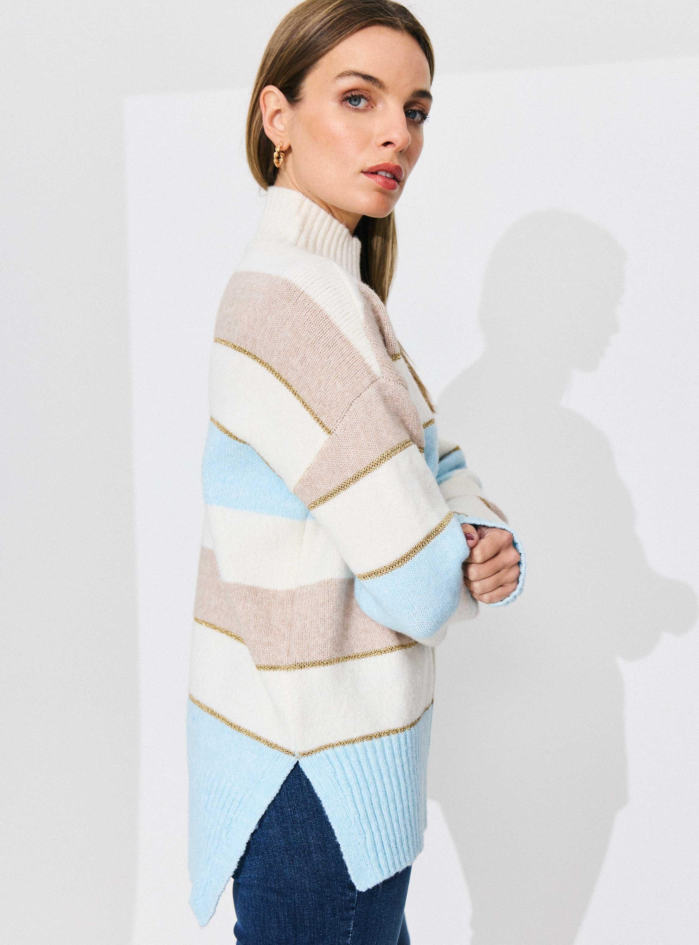 Sweater Listado con Hilo Metalizado-3