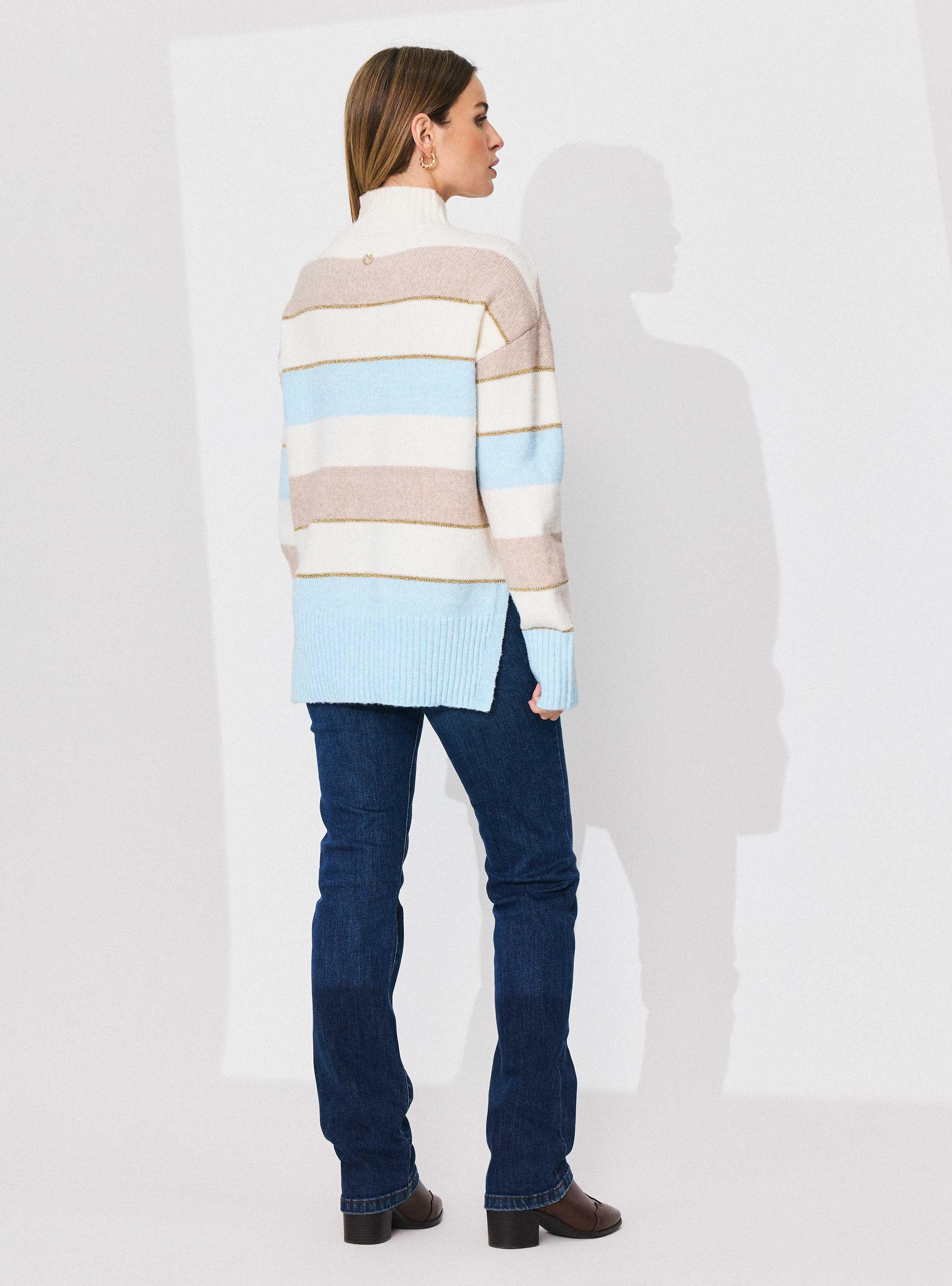 Sweater Listado con Hilo Metalizado-5