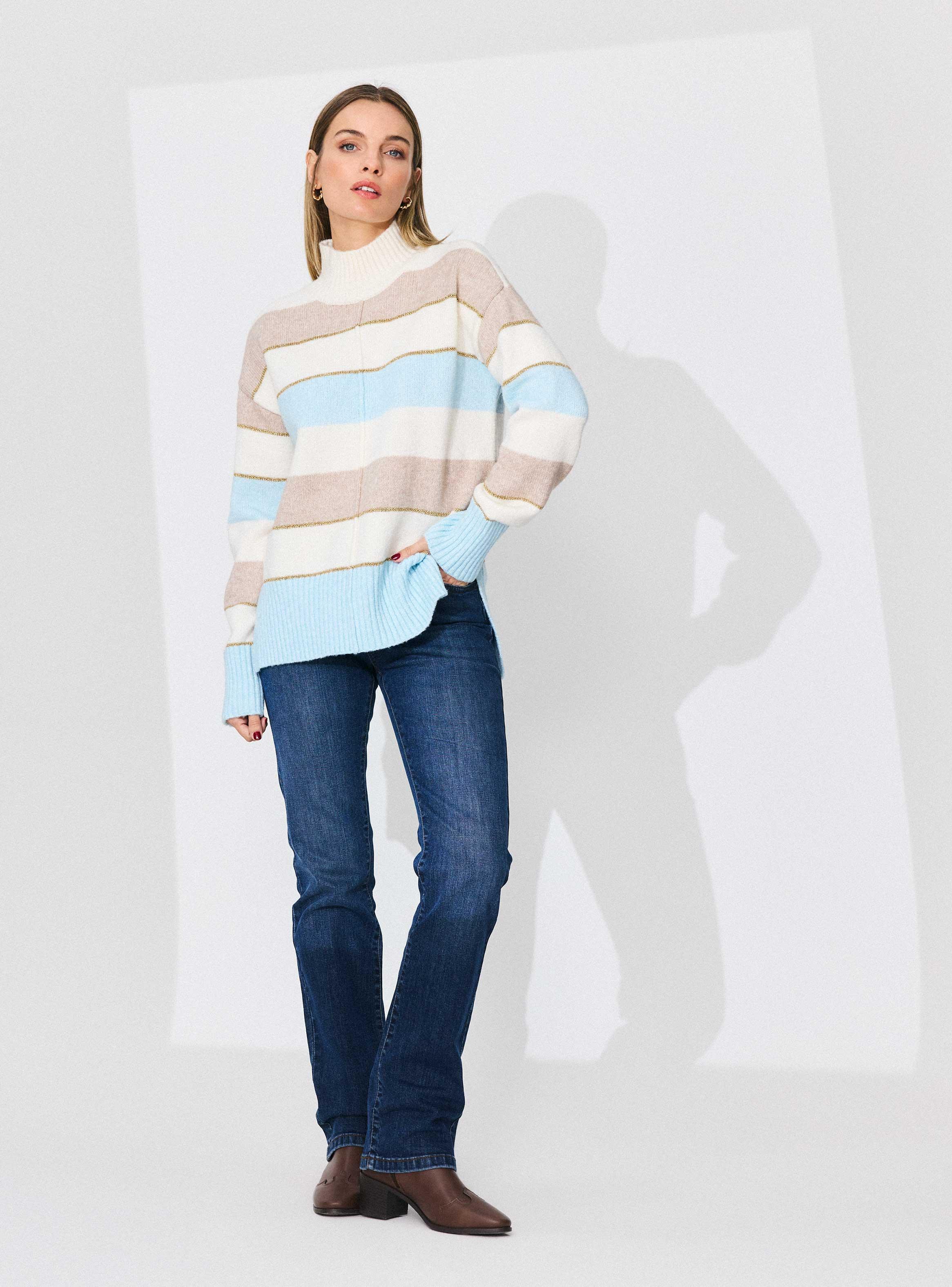 Sweater Listado con Hilo Metalizado-4