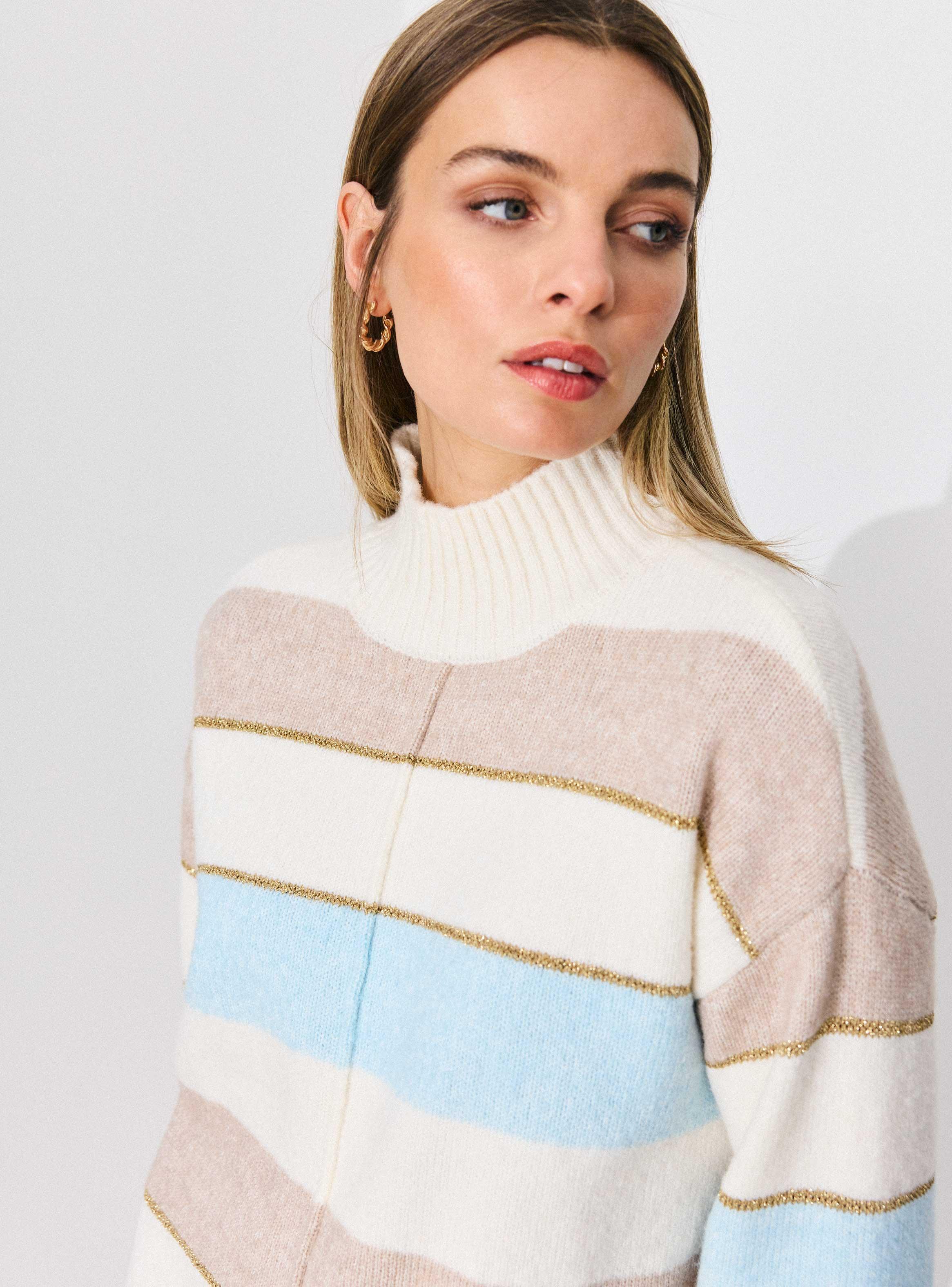 Sweater Listado con Hilo Metalizado-2