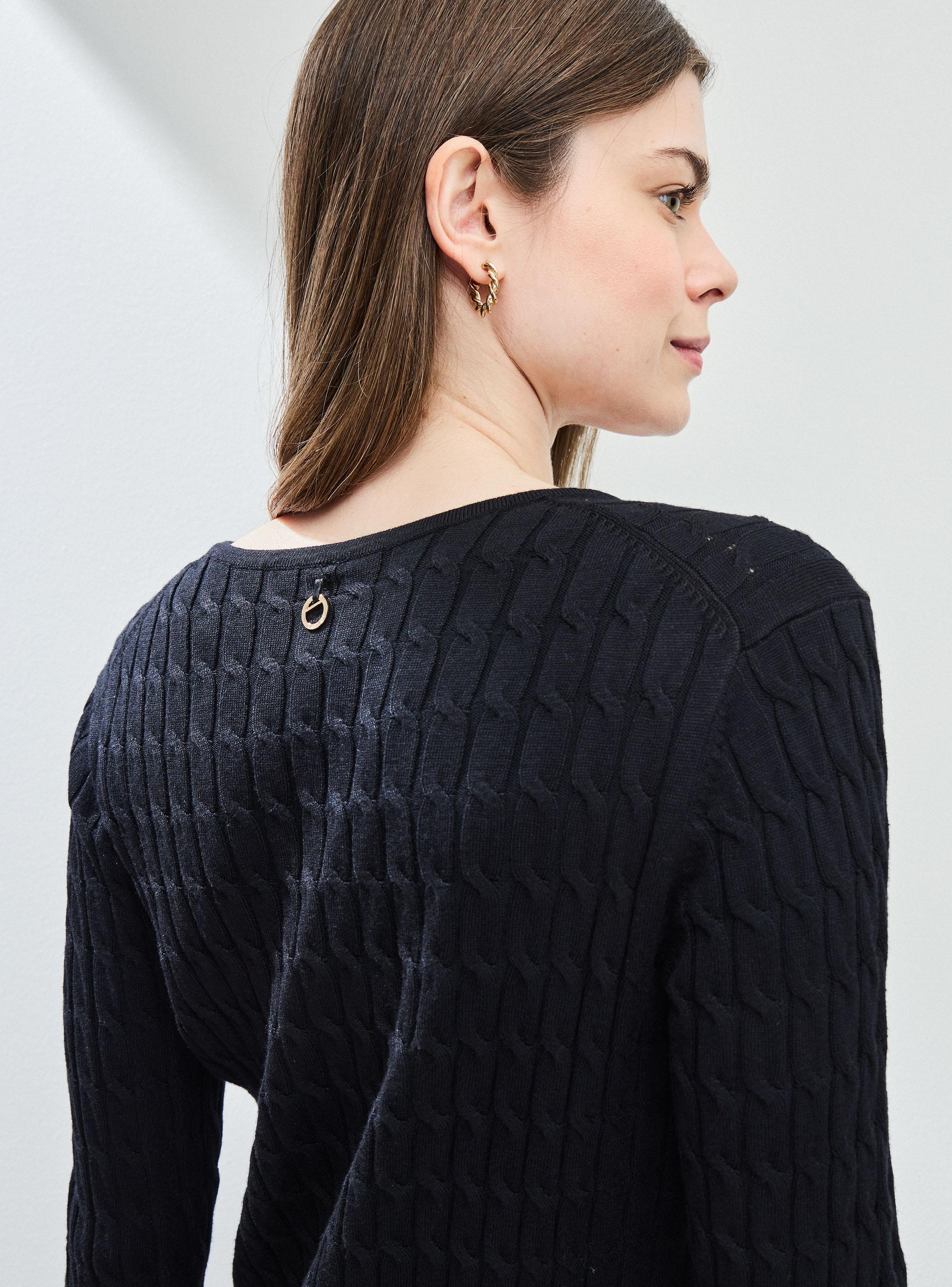 Sweater Básico Trenzado Cuello V-3