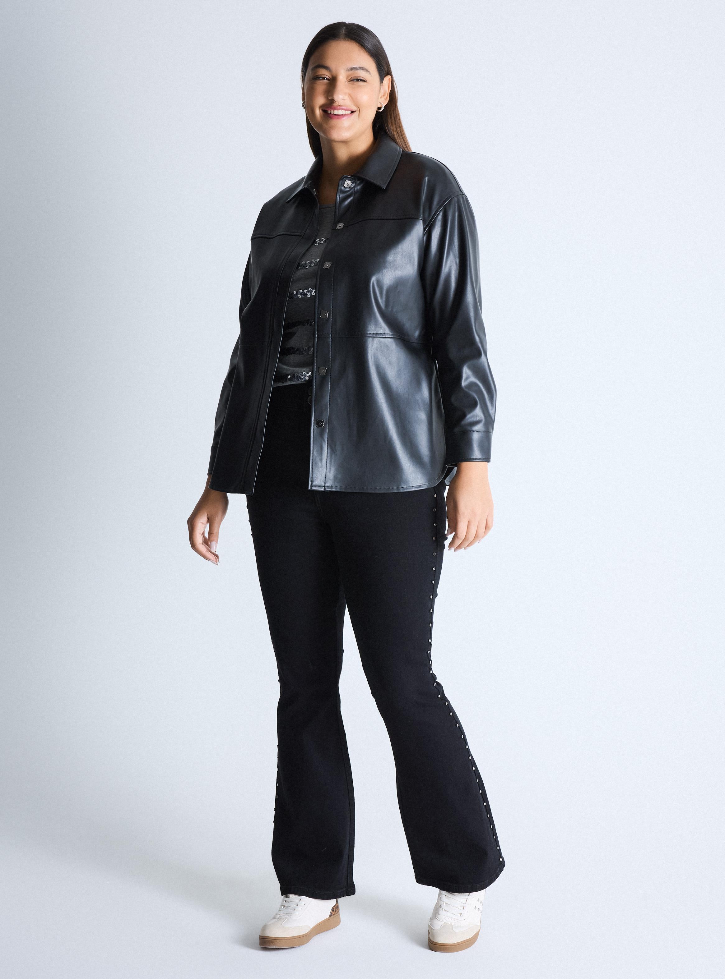 Chaqueta Sobre Camisa Efecto Cuero Curvy-4