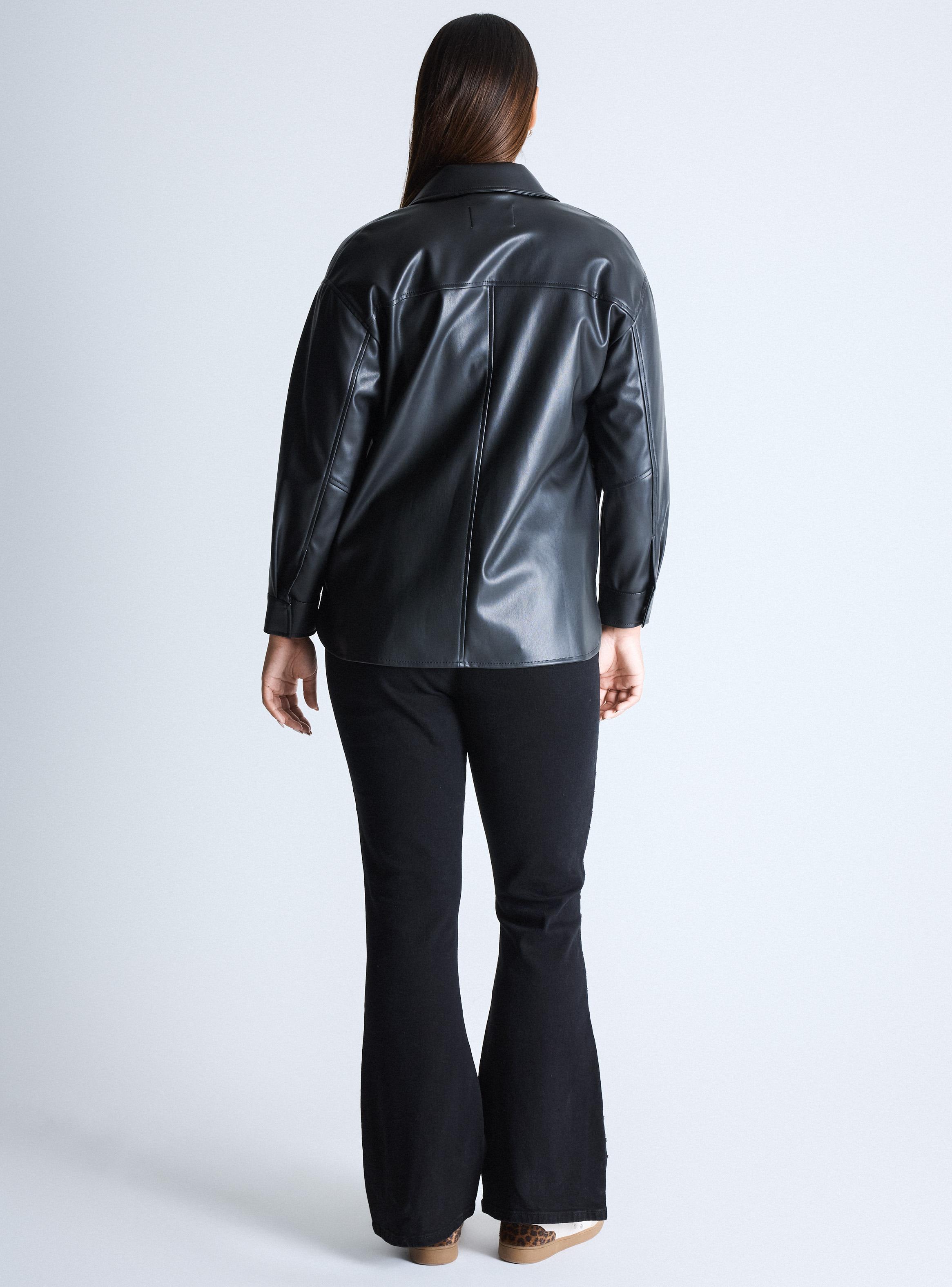 Chaqueta Sobre Camisa Efecto Cuero Curvy-5