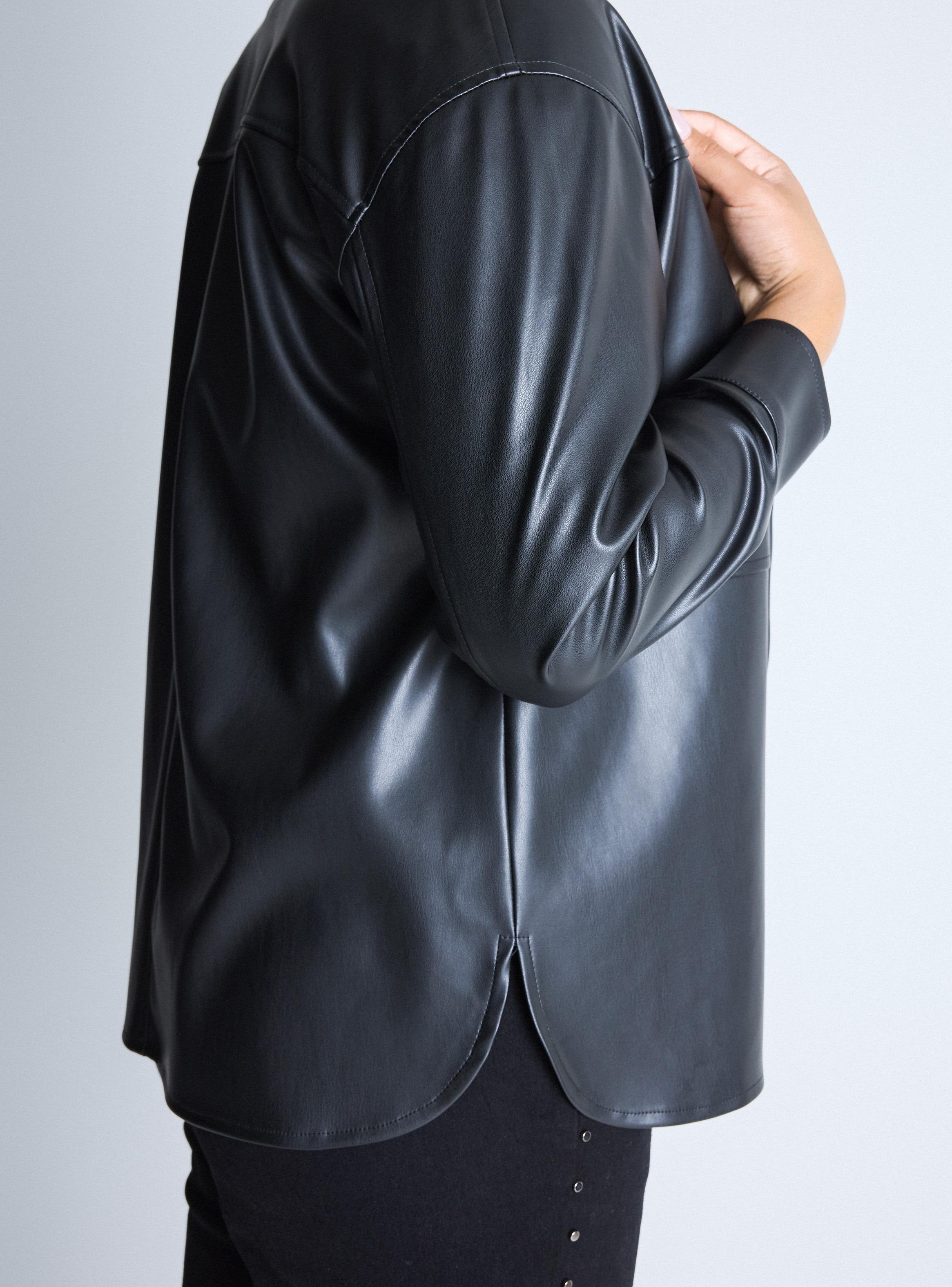 Chaqueta Sobre Camisa Efecto Cuero Curvy-3