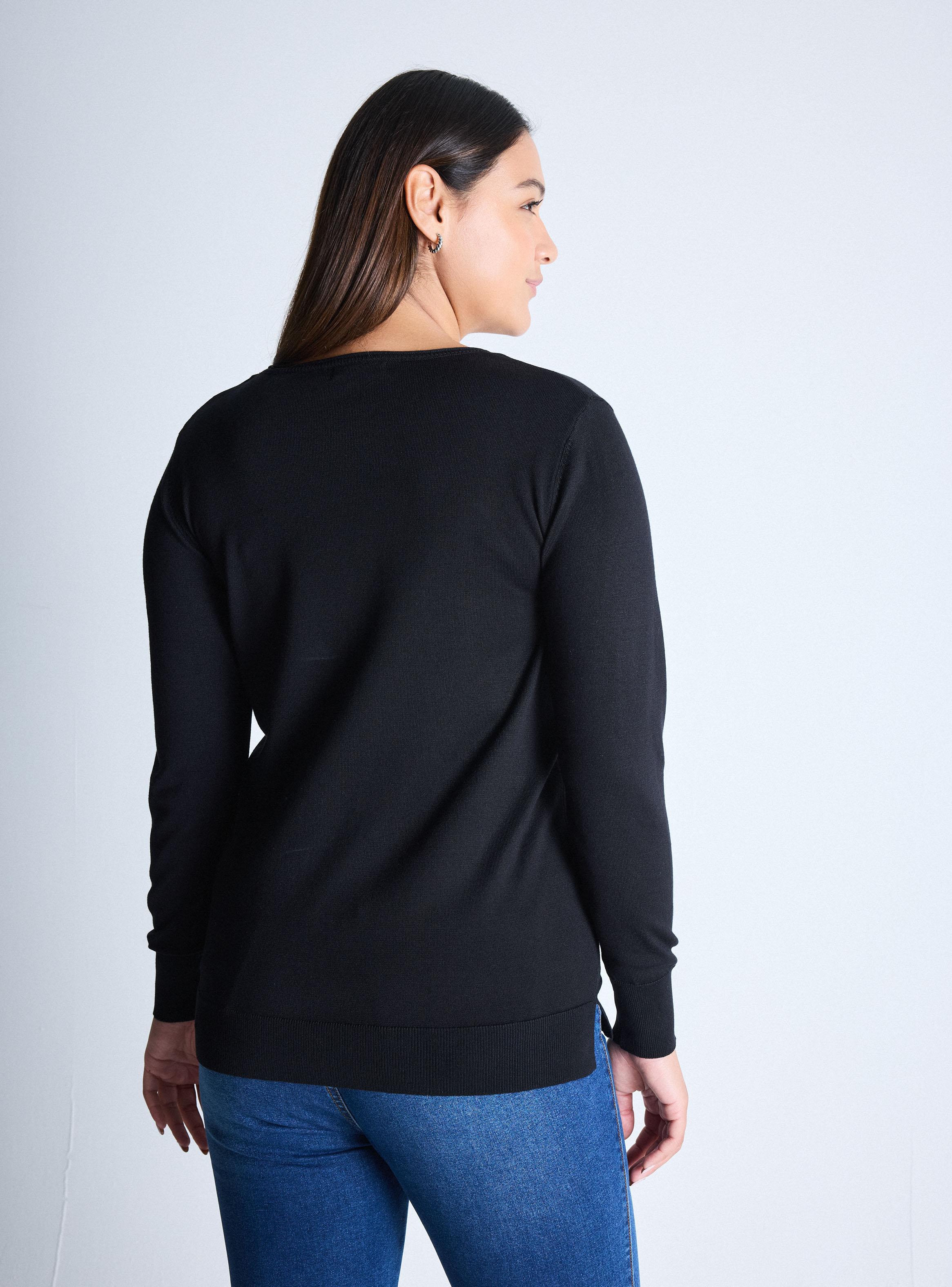 Sweater Punto Fino Aplicación Estampada Curvy-1