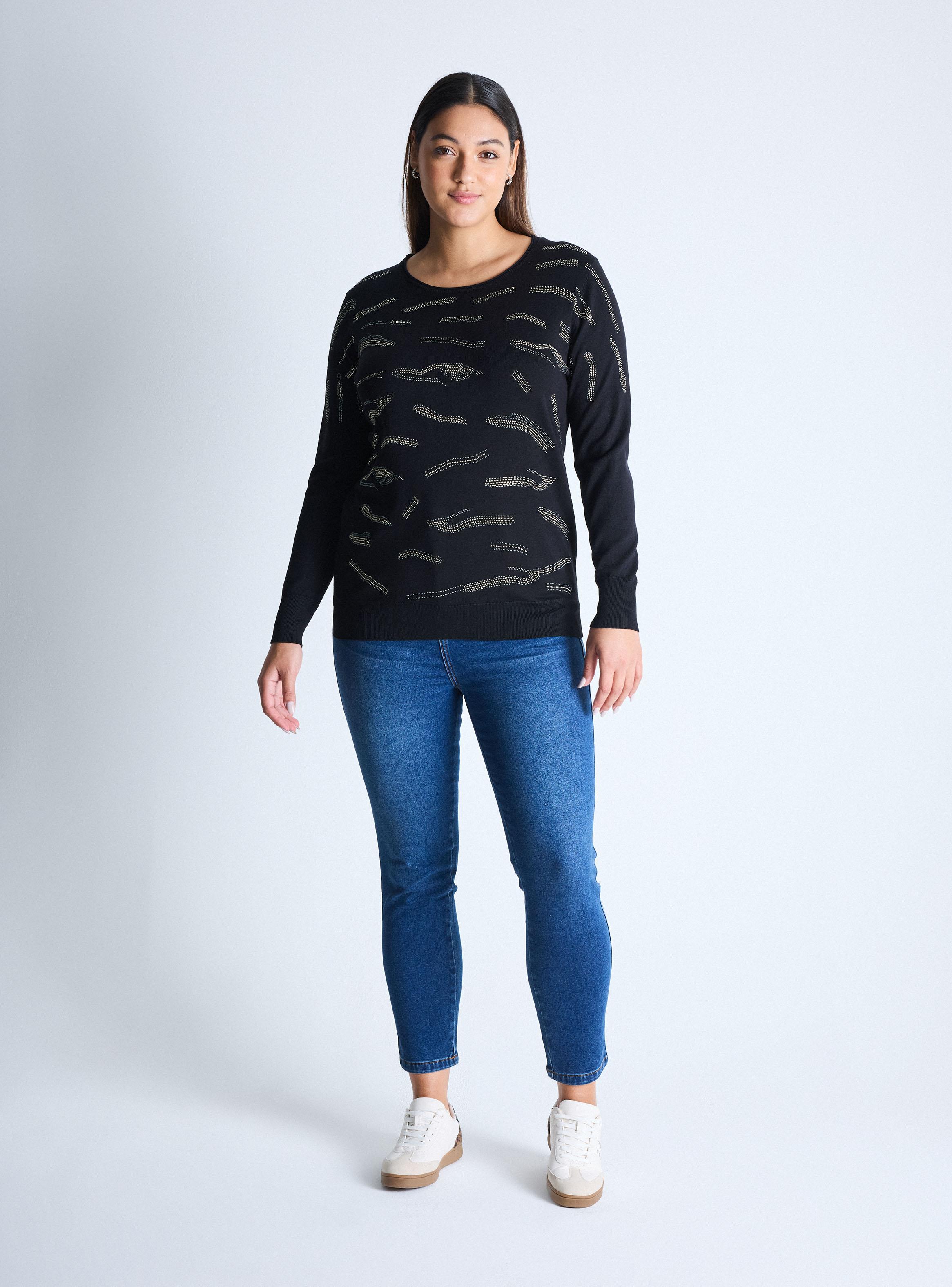 Sweater Punto Fino Aplicación Estampada Curvy-4