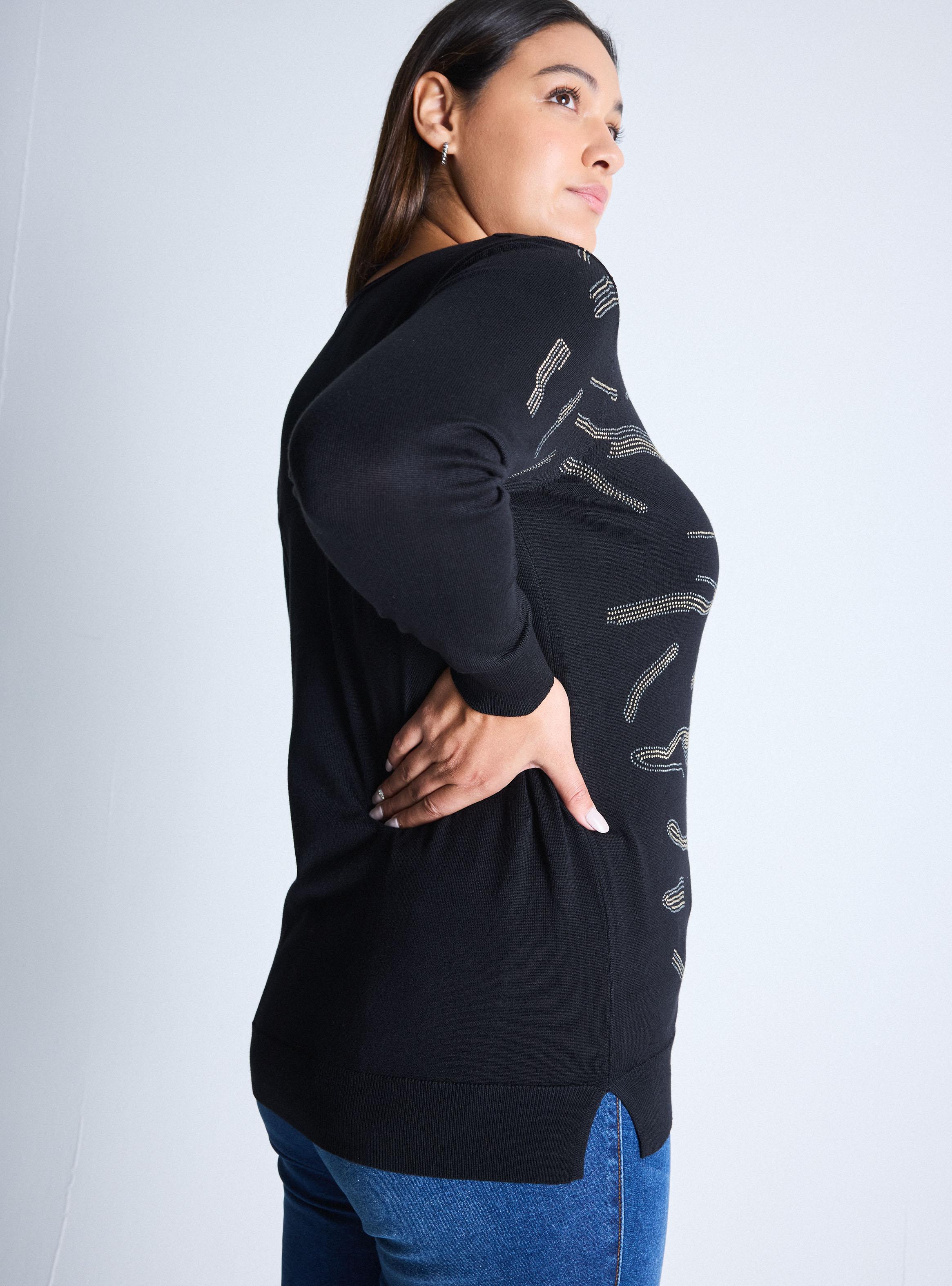 Sweater Punto Fino Aplicación Estampada Curvy-3
