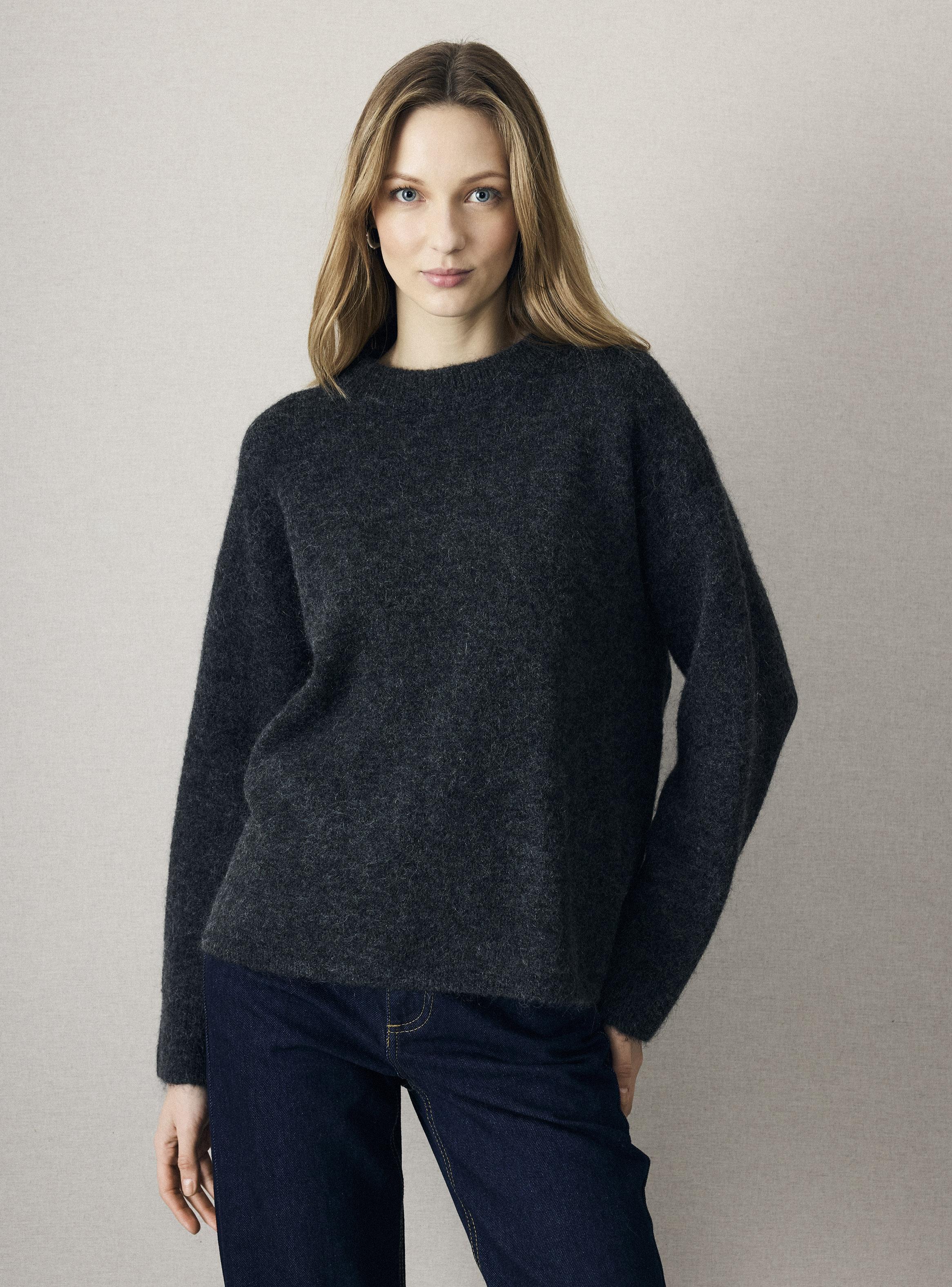 Sweater Tweed con Lana Cuello Redondo-0