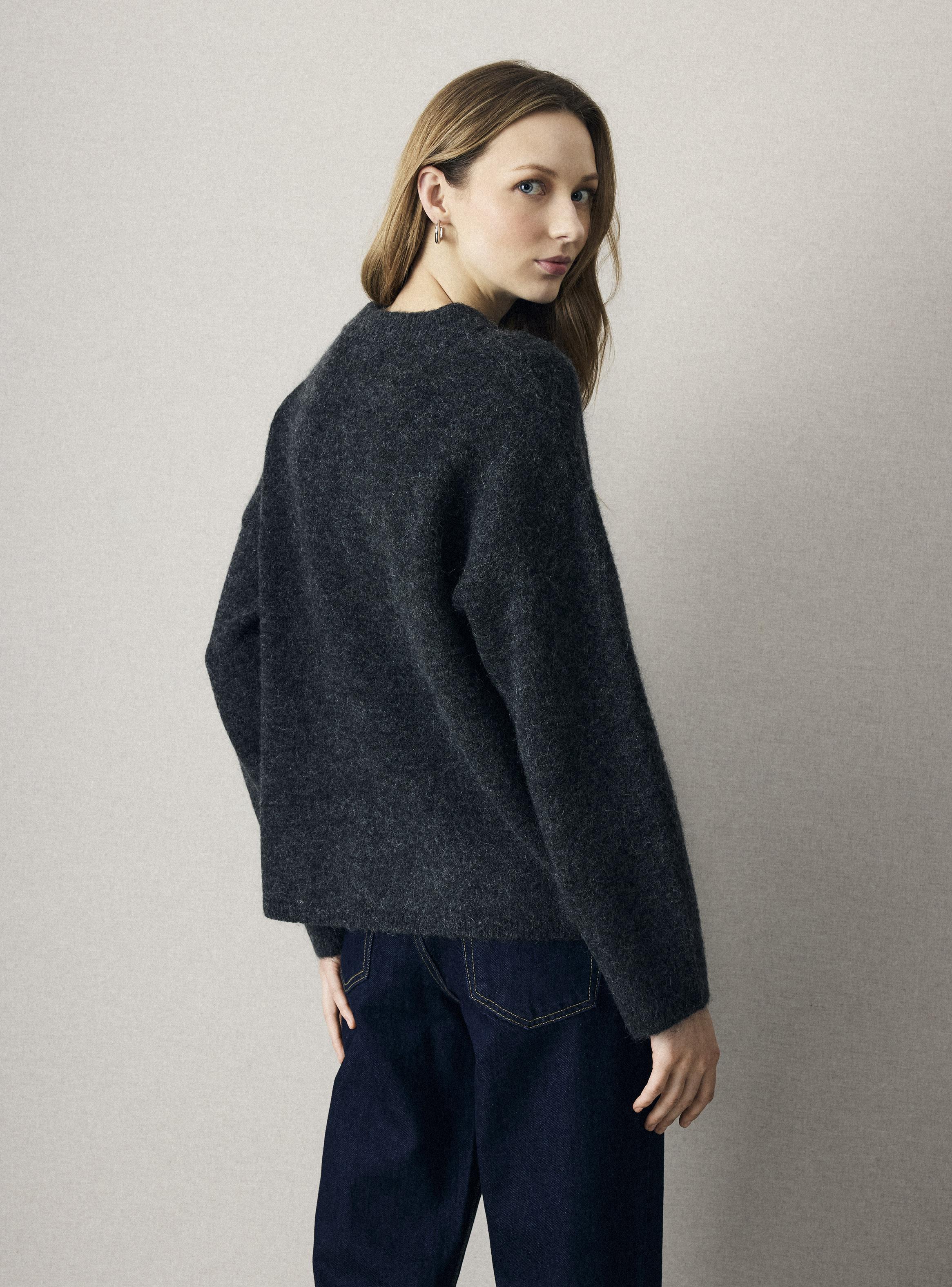 Sweater Tweed con Lana Cuello Redondo-1