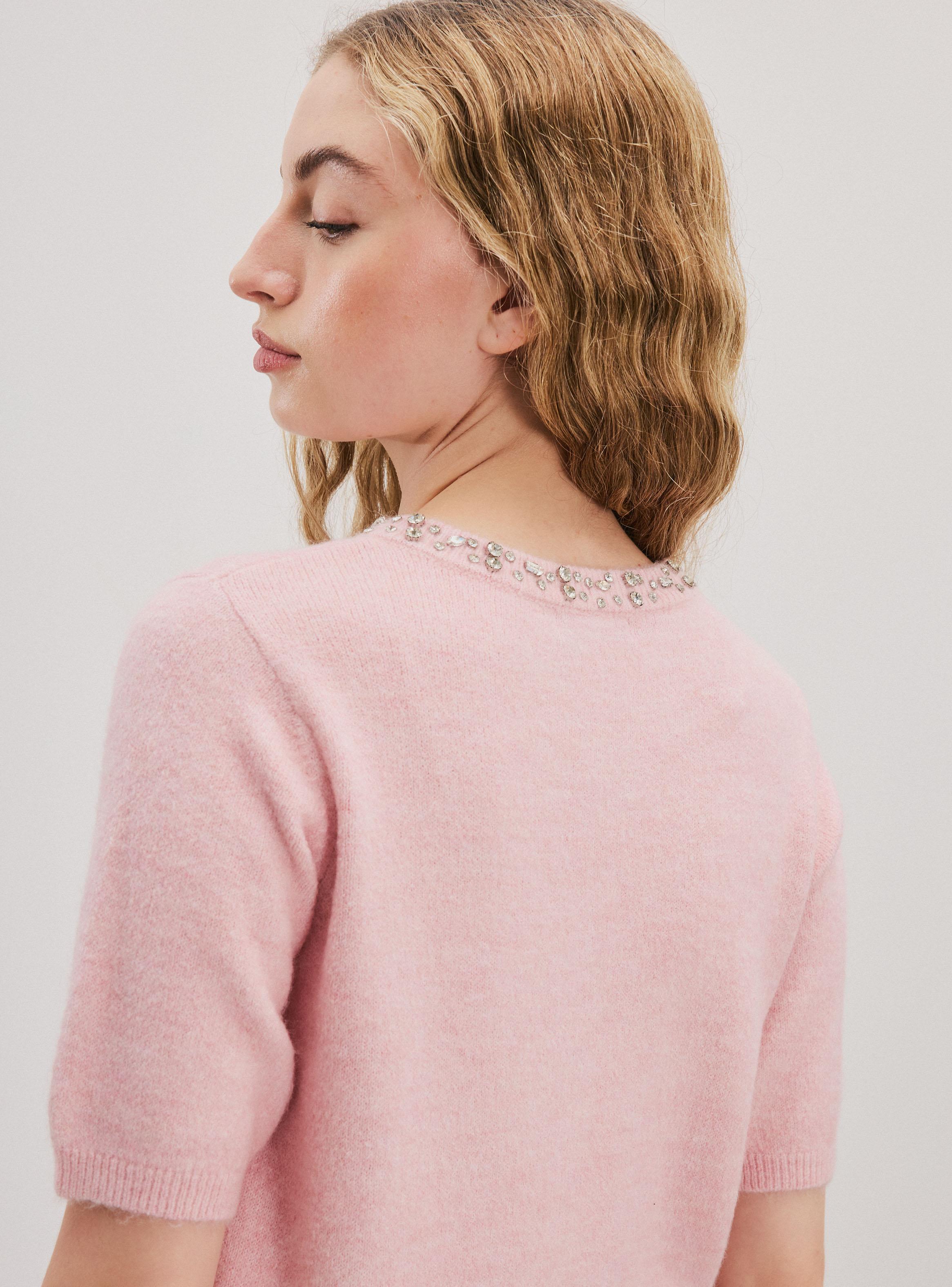 Sweater Manga Corta con Botones y Joyas-3