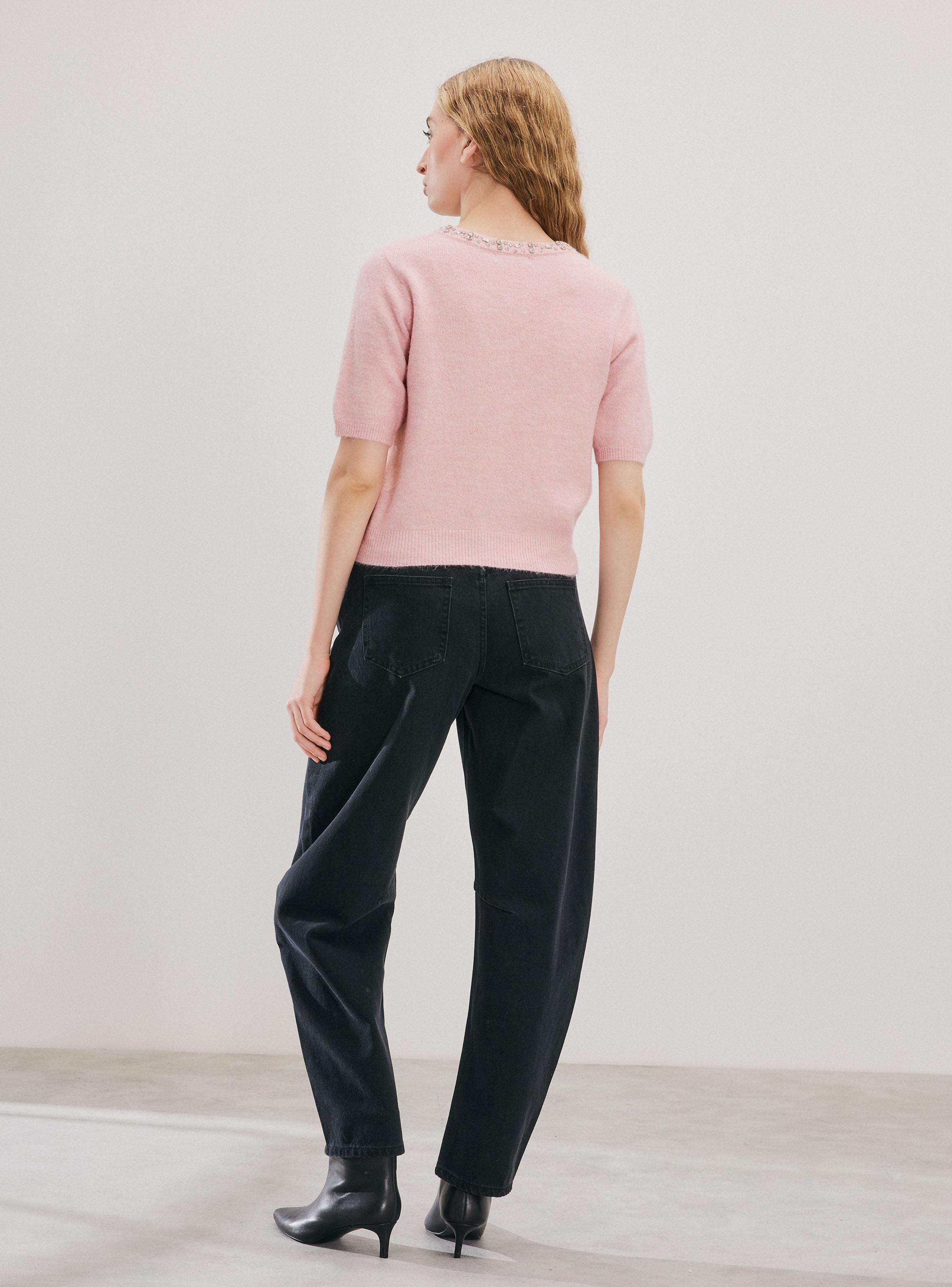 Sweater Manga Corta con Botones y Joyas-5