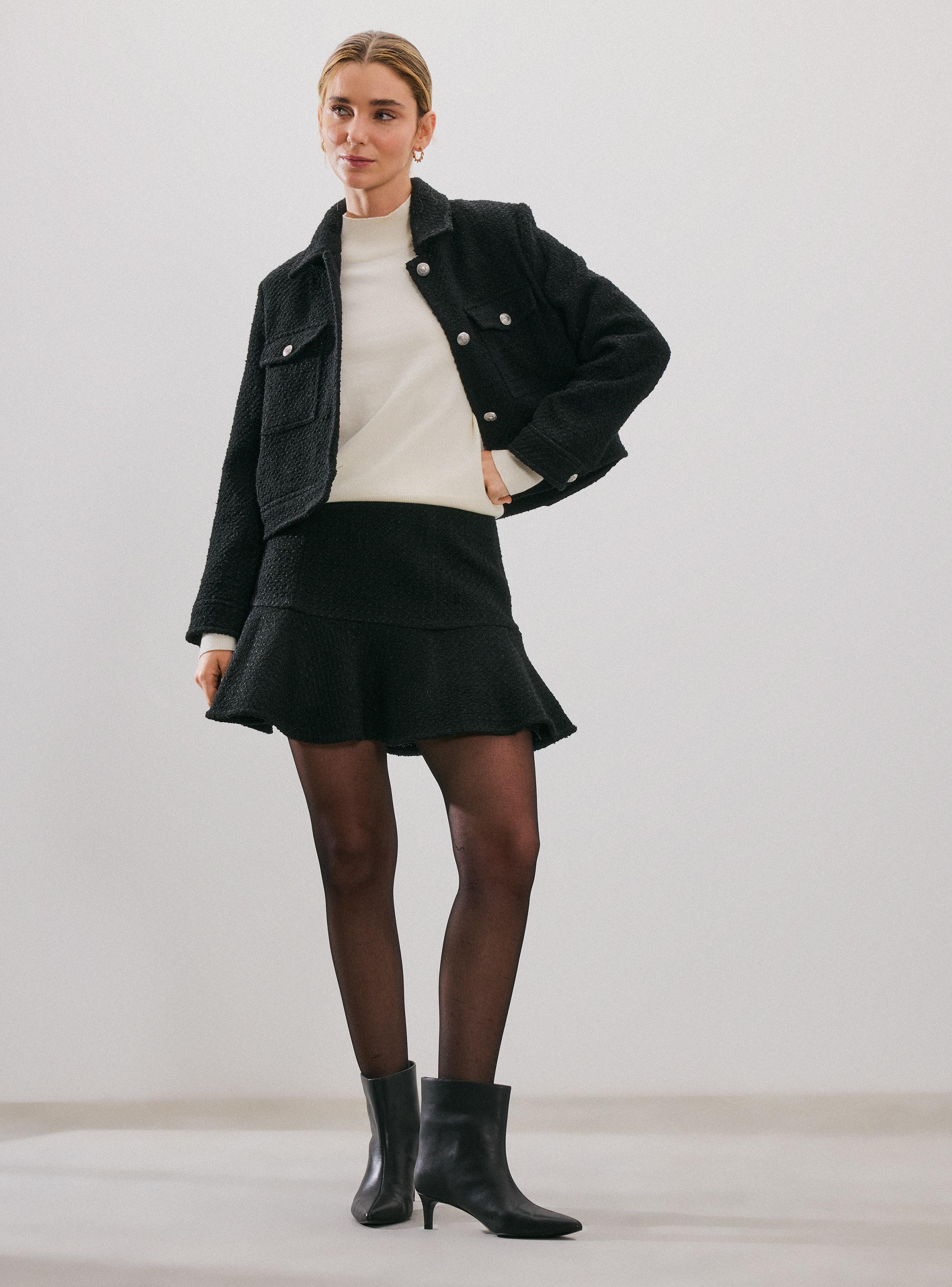 Falda Corta con Vuelo Tweed-4