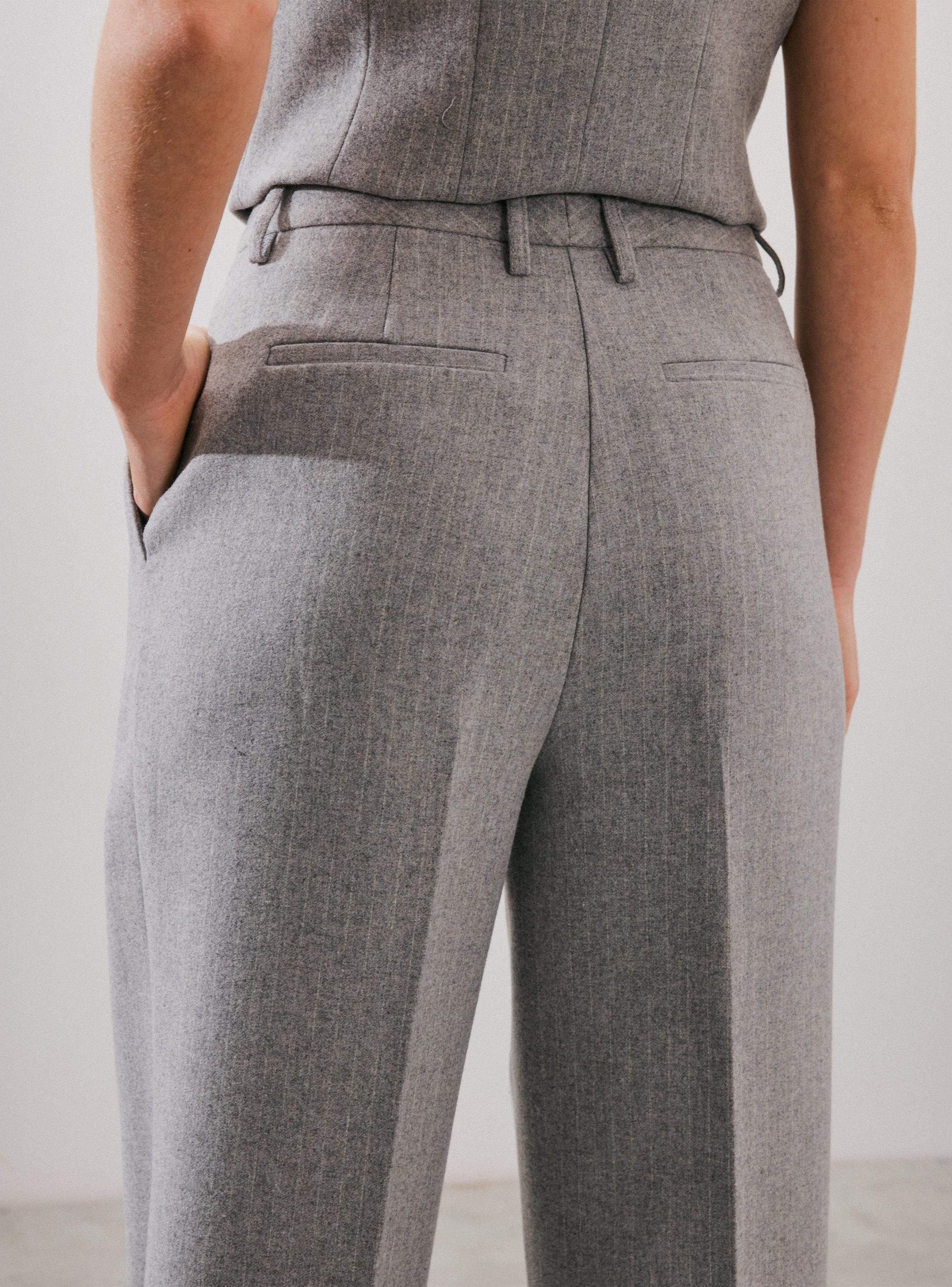Pantalón Traje Wide Leg Rayado-3