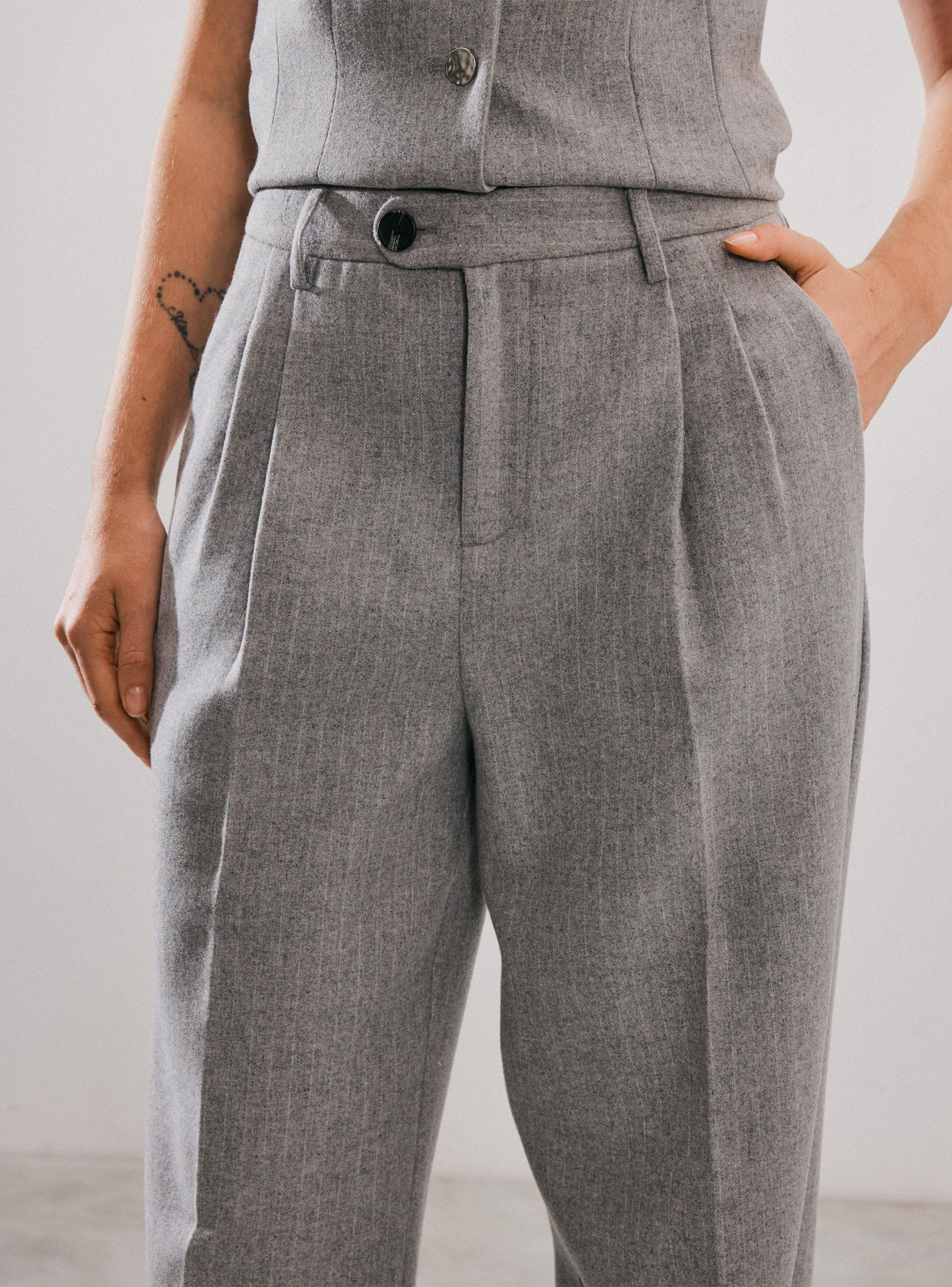Pantalón Traje Wide Leg Rayado-2