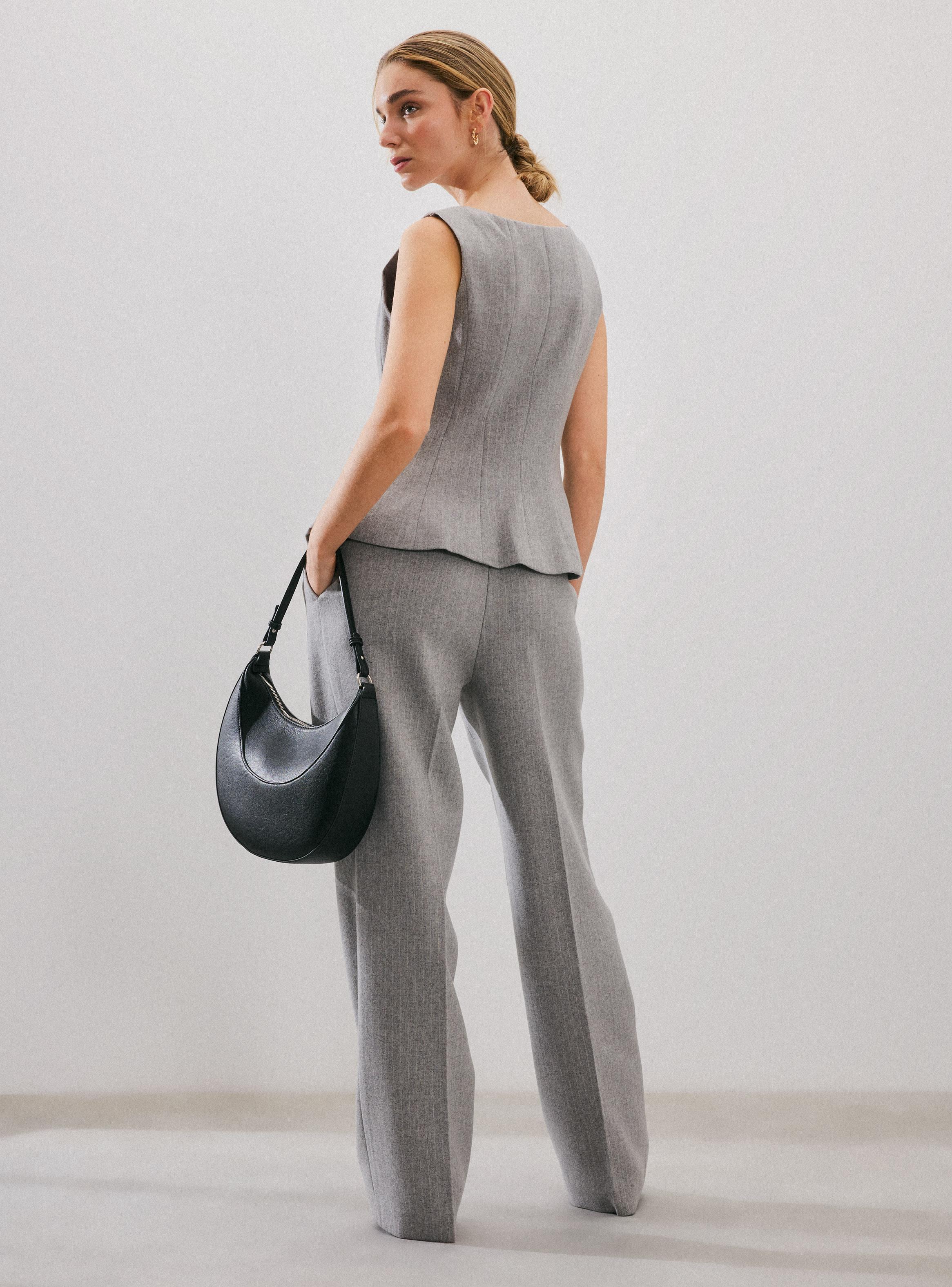Pantalón Traje Wide Leg Rayado-5